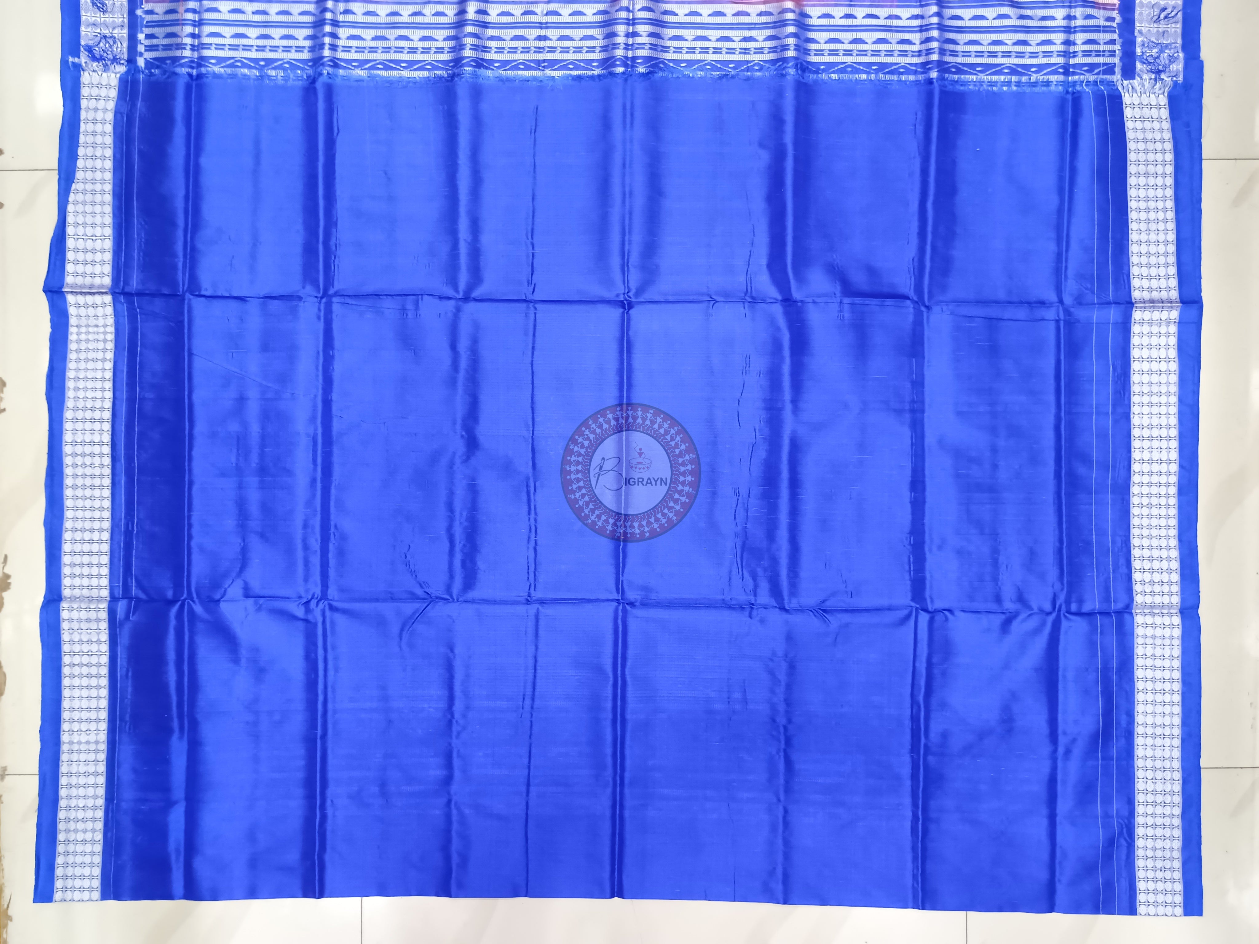 Orange Blue Tribal Odisha Handloom Sambalpuri Silk Saree