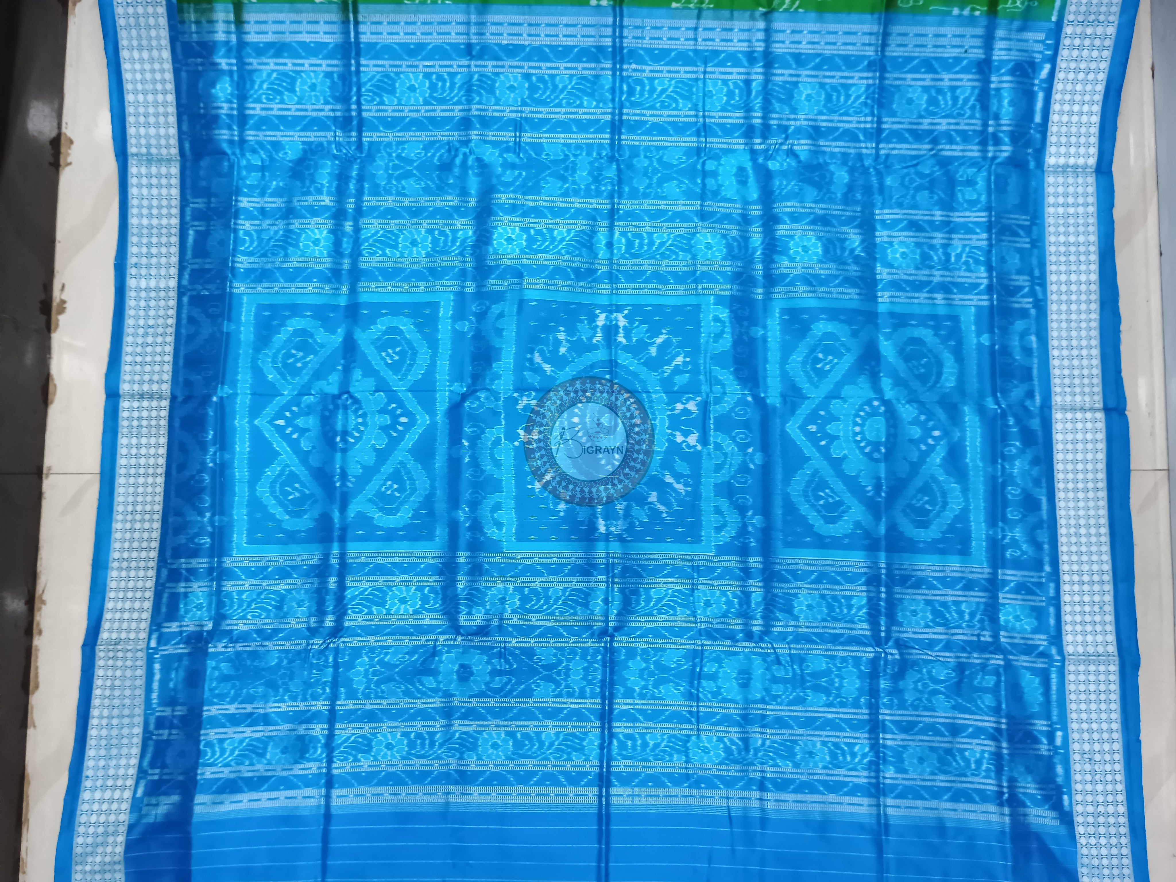 Green Copper Sulphate Tribal And Tree Odisha Handloom Sambalpuri Silk Saree