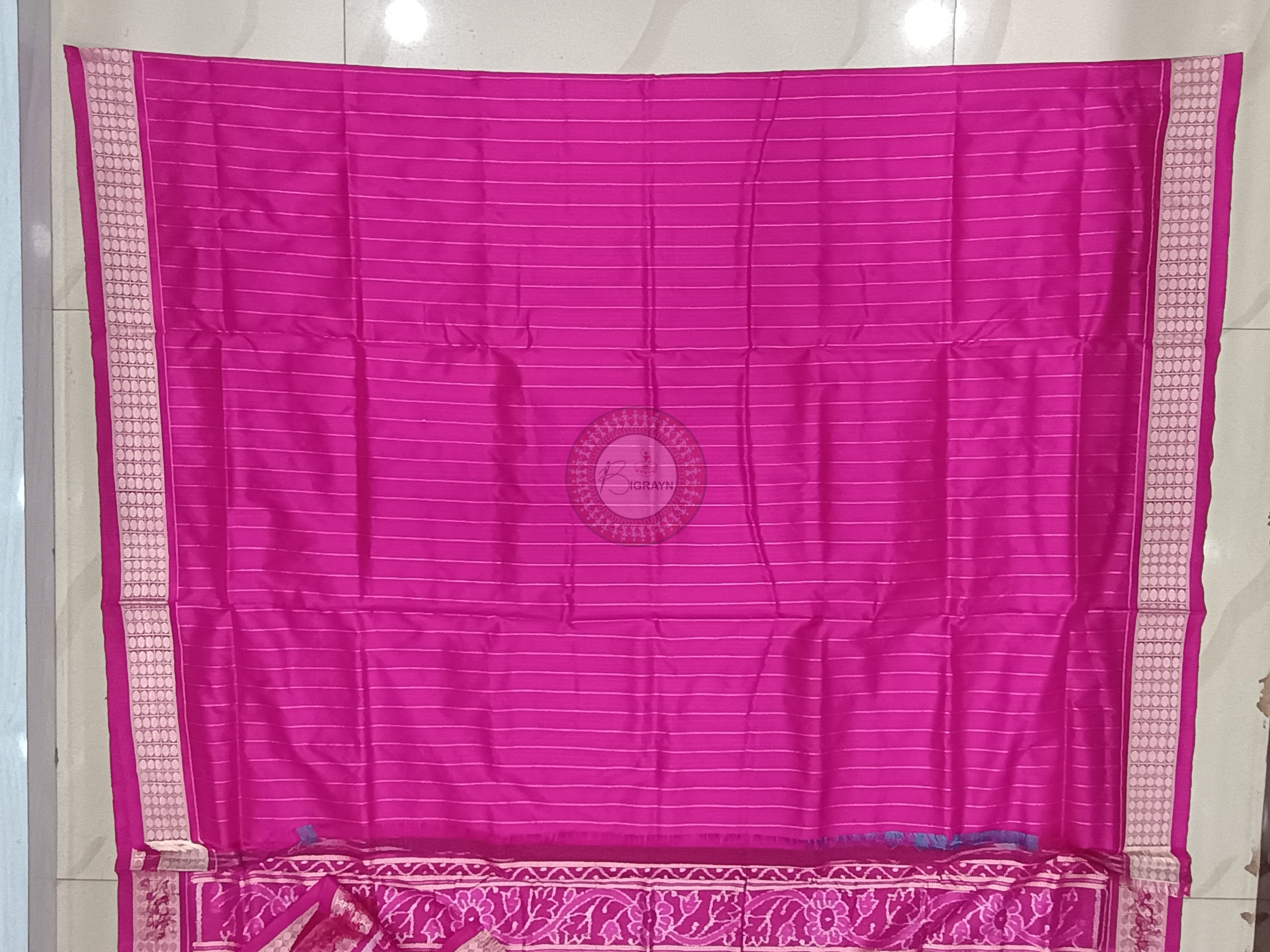 Sea Green Magenta Tribal And Laxmi Pada Odisha Handloom Sambalpuri Silk Saree