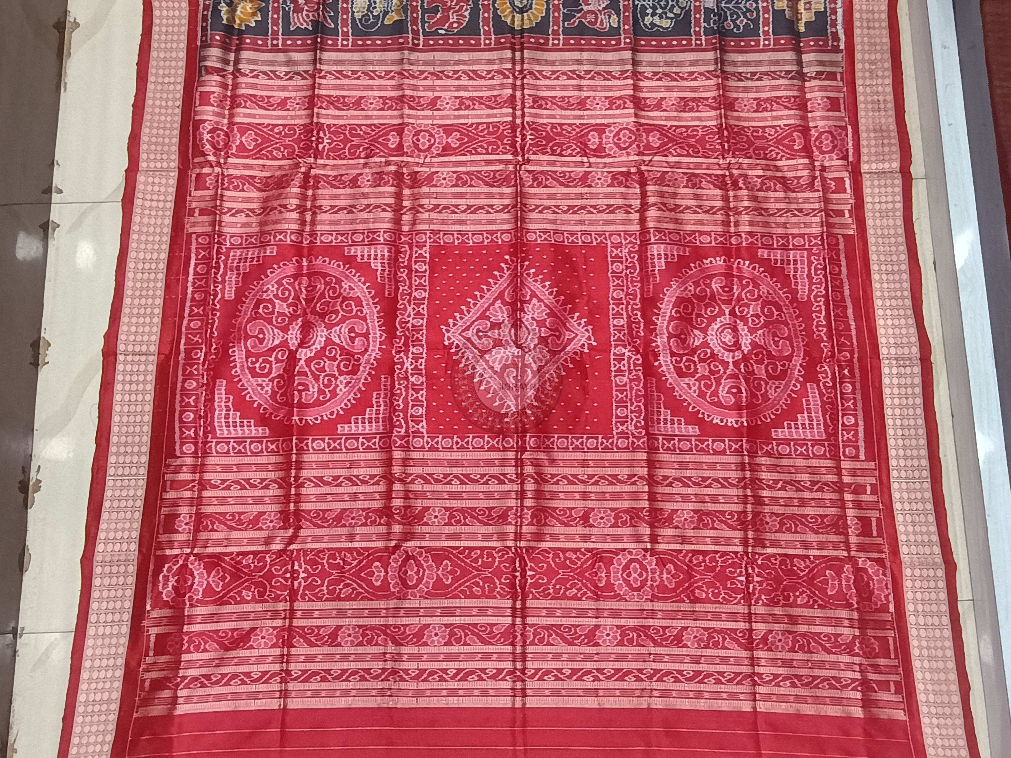 Black Red Nabakothi Odisha Handloom Sambalpuri Silk Saree