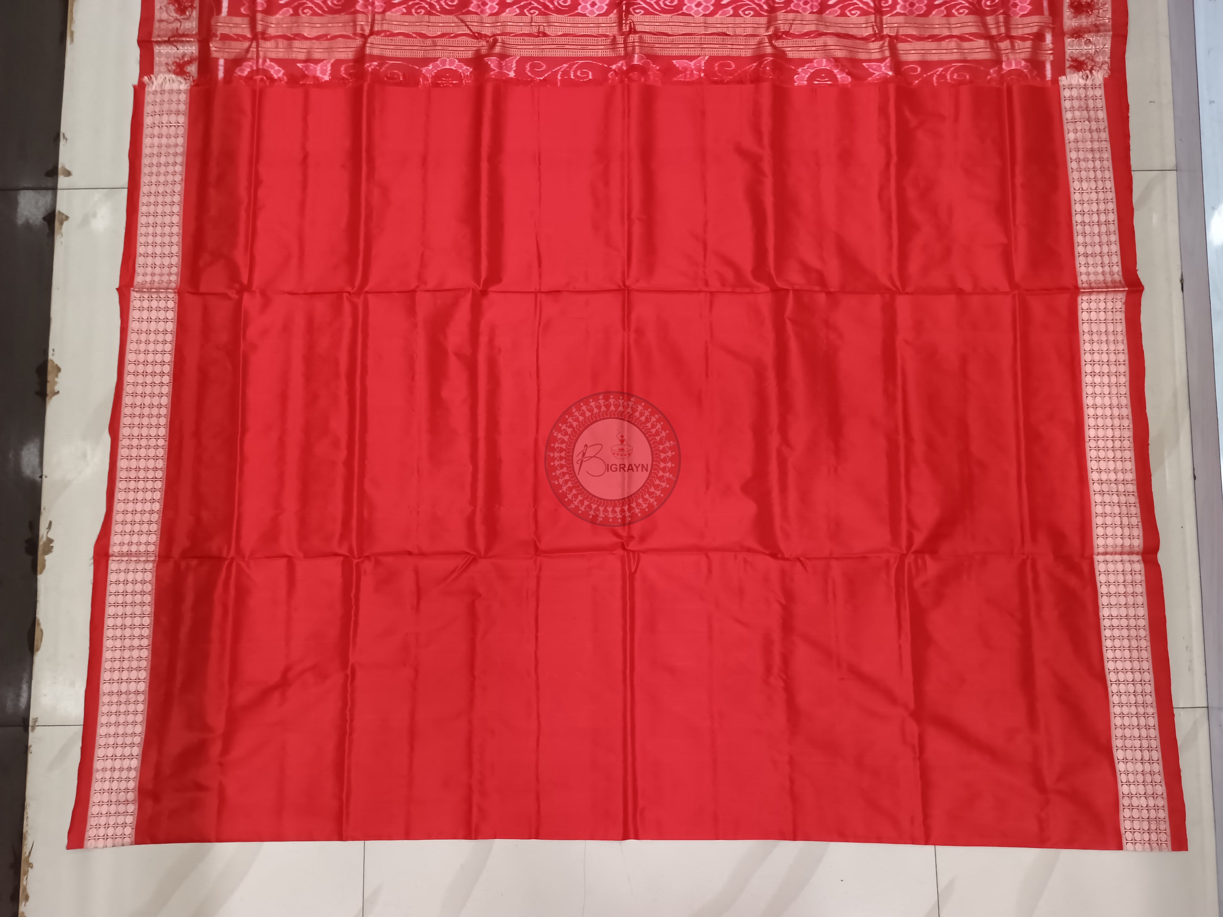 Blue Red Scot Pasapali Odisha Handloom Sambalpuri Silk Saree