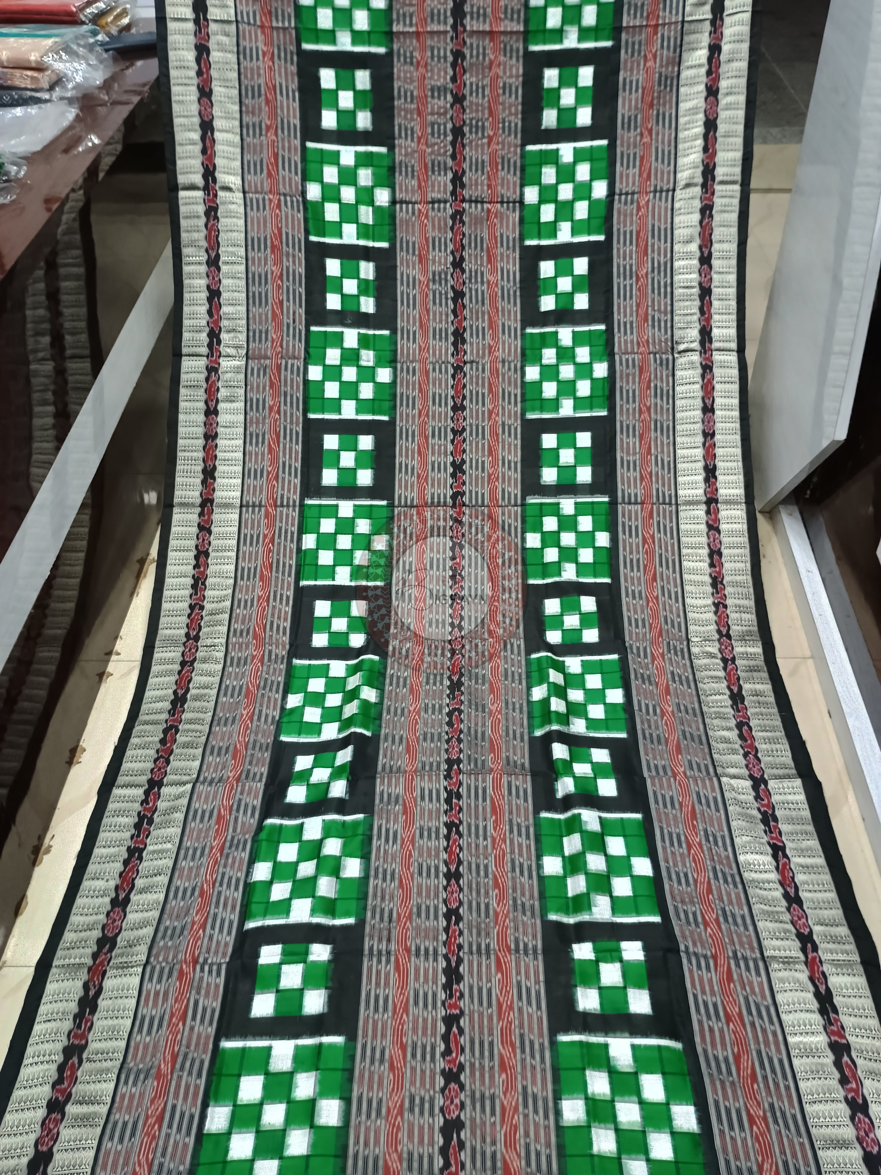 Green Black Bichitrapuri Odisha Handloom Sambalpuri Silk Saree