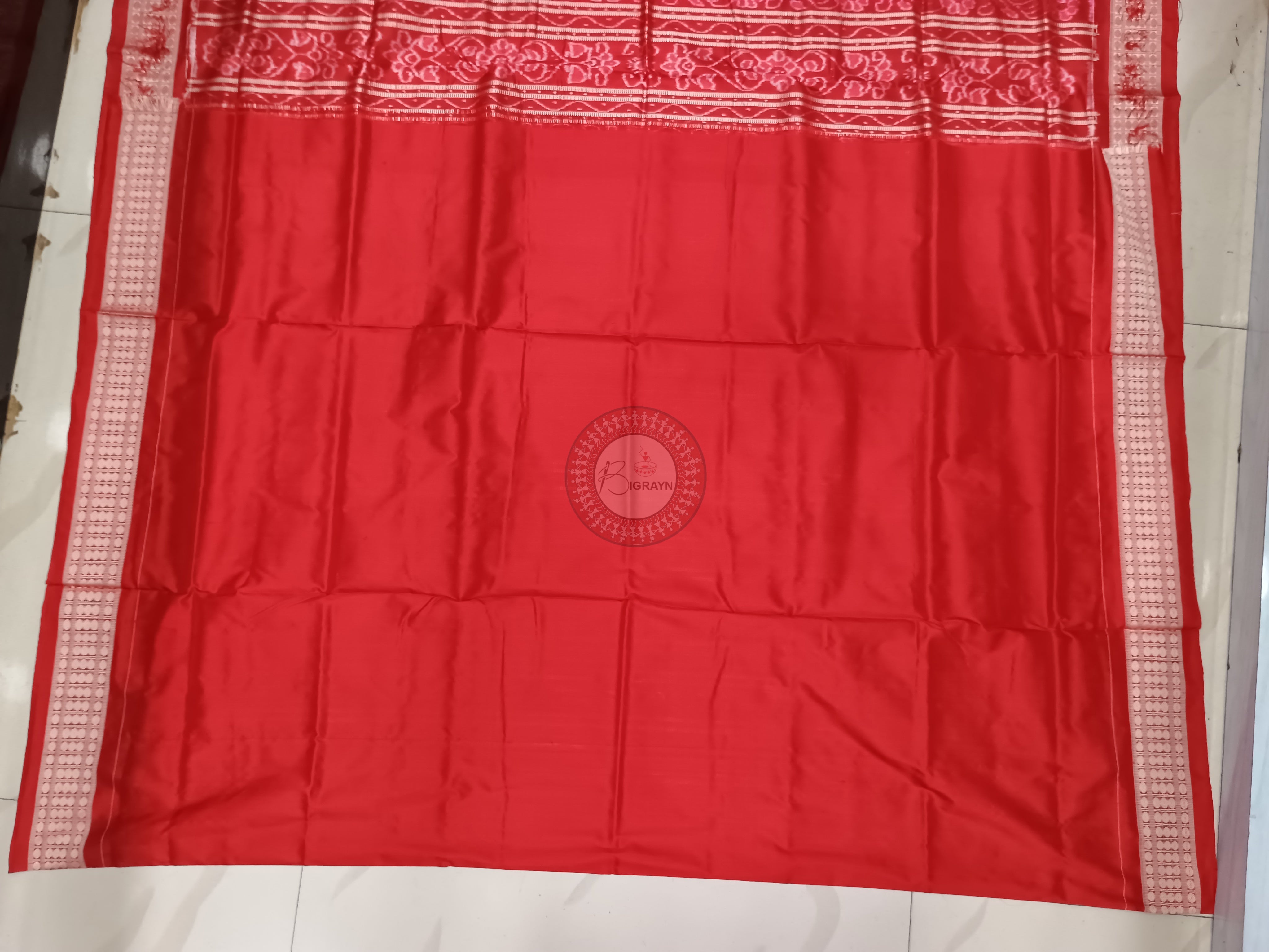 Black Red Ikat Odisha Handloom Sambalpuri Silk Saree