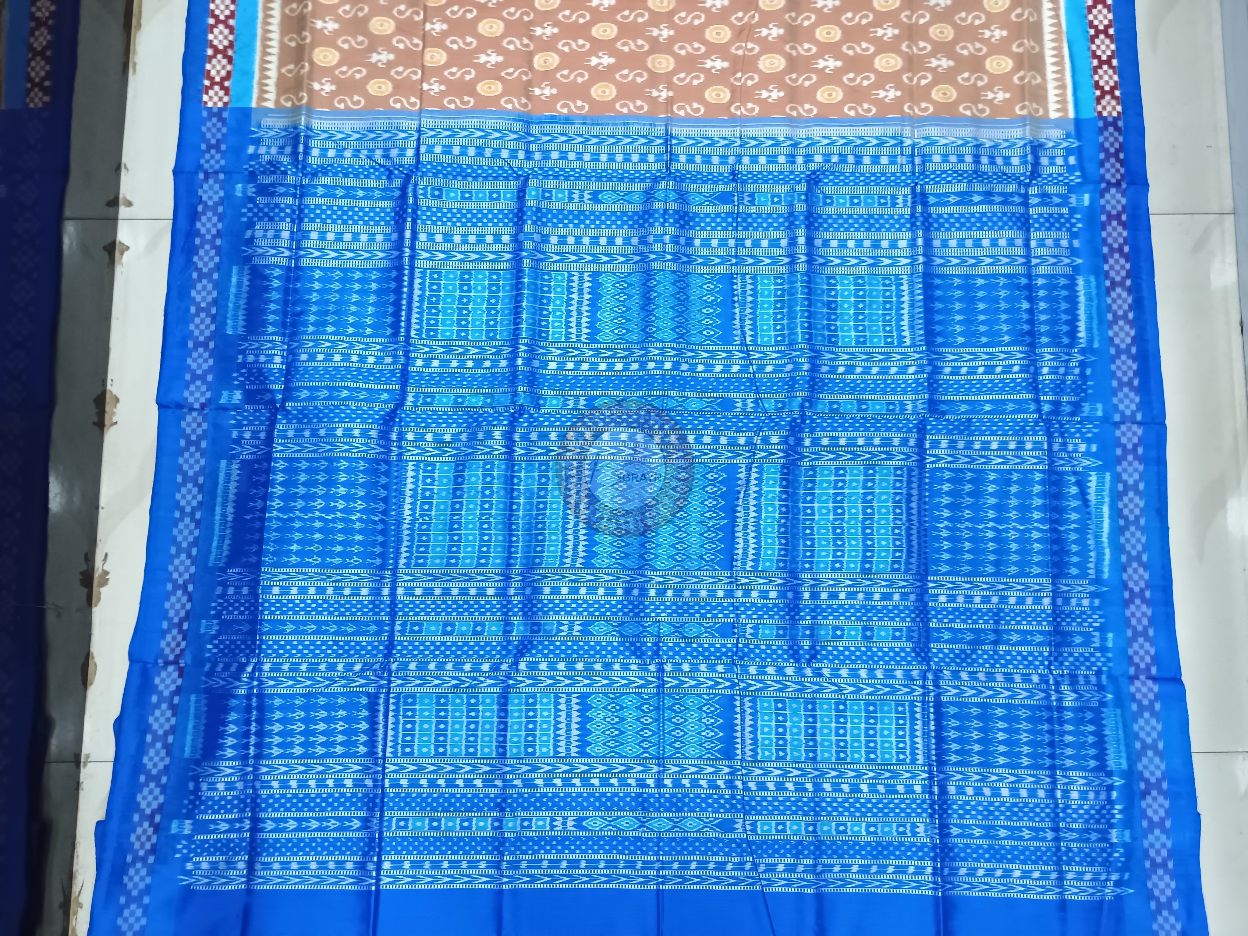 Peach Copper Sulphate Pasapali Border Ek Chandia Odisha Handloom Sambalpuri Silk Saree