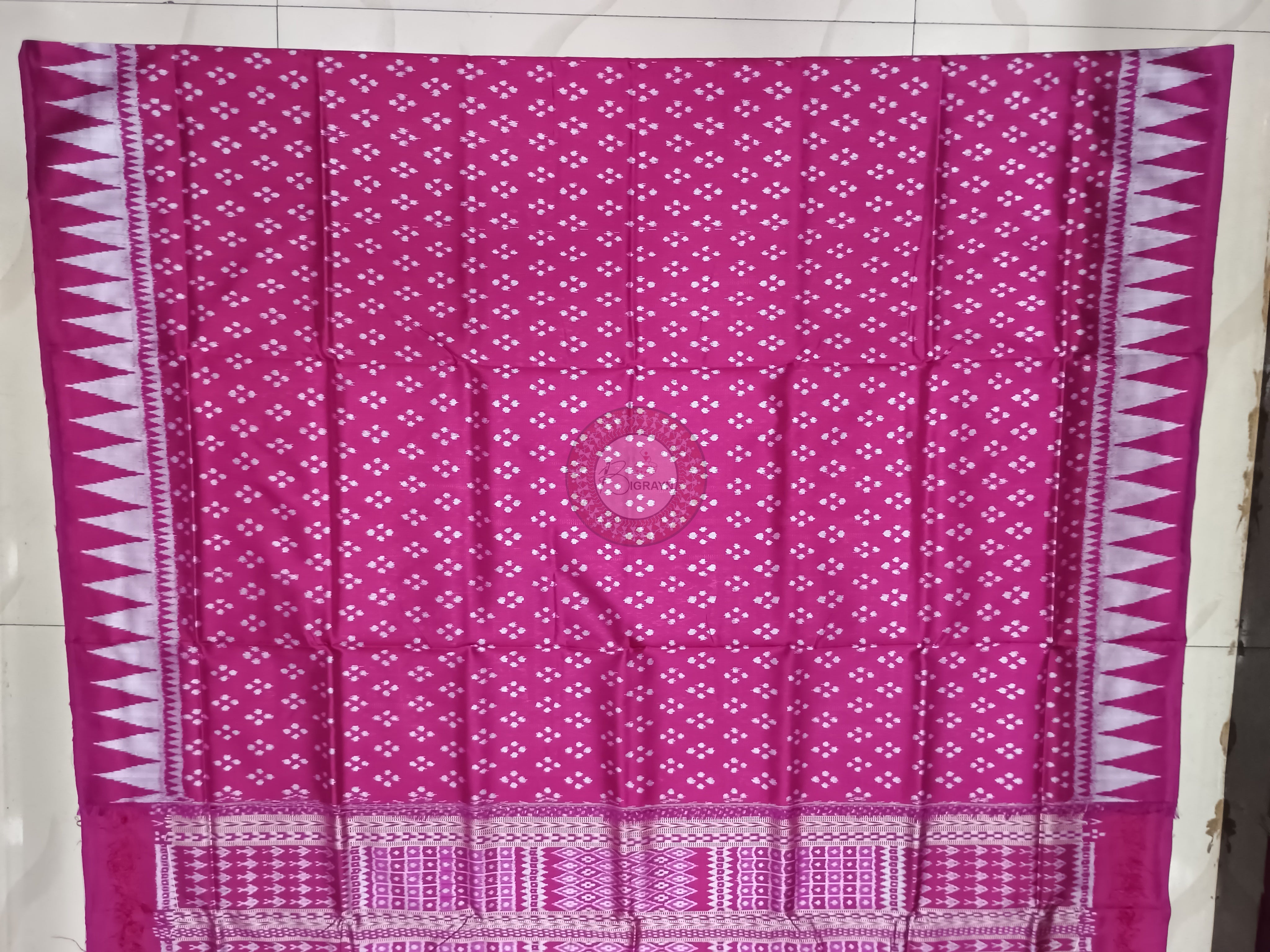 Sea Green Magenta Tribal Ek Chandia Odisha Handloom Sambalpuri Silk Saree