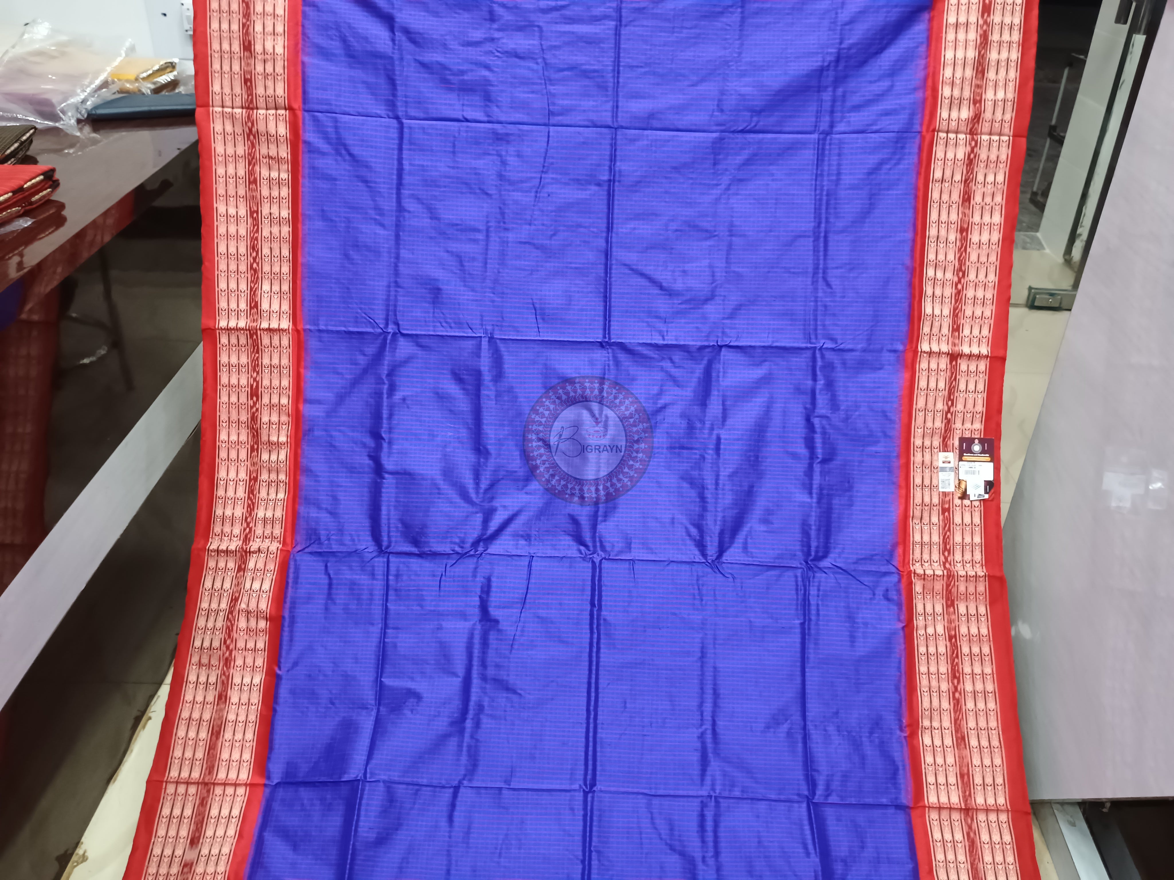 Blue Red Sachipar Odisha Handloom Sambalpuri Silk Saree