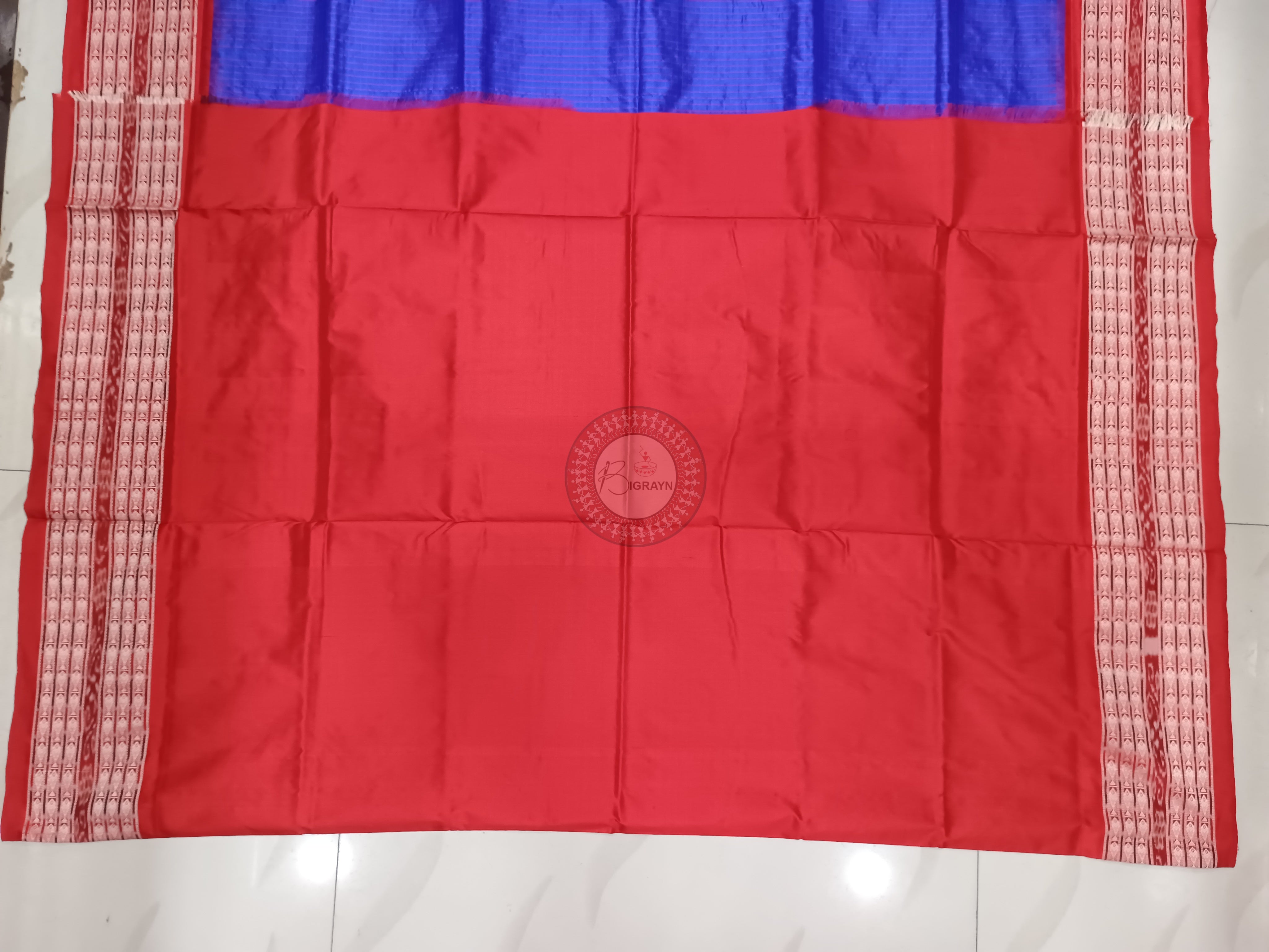 Blue Red Sachipar Odisha Handloom Sambalpuri Silk Saree