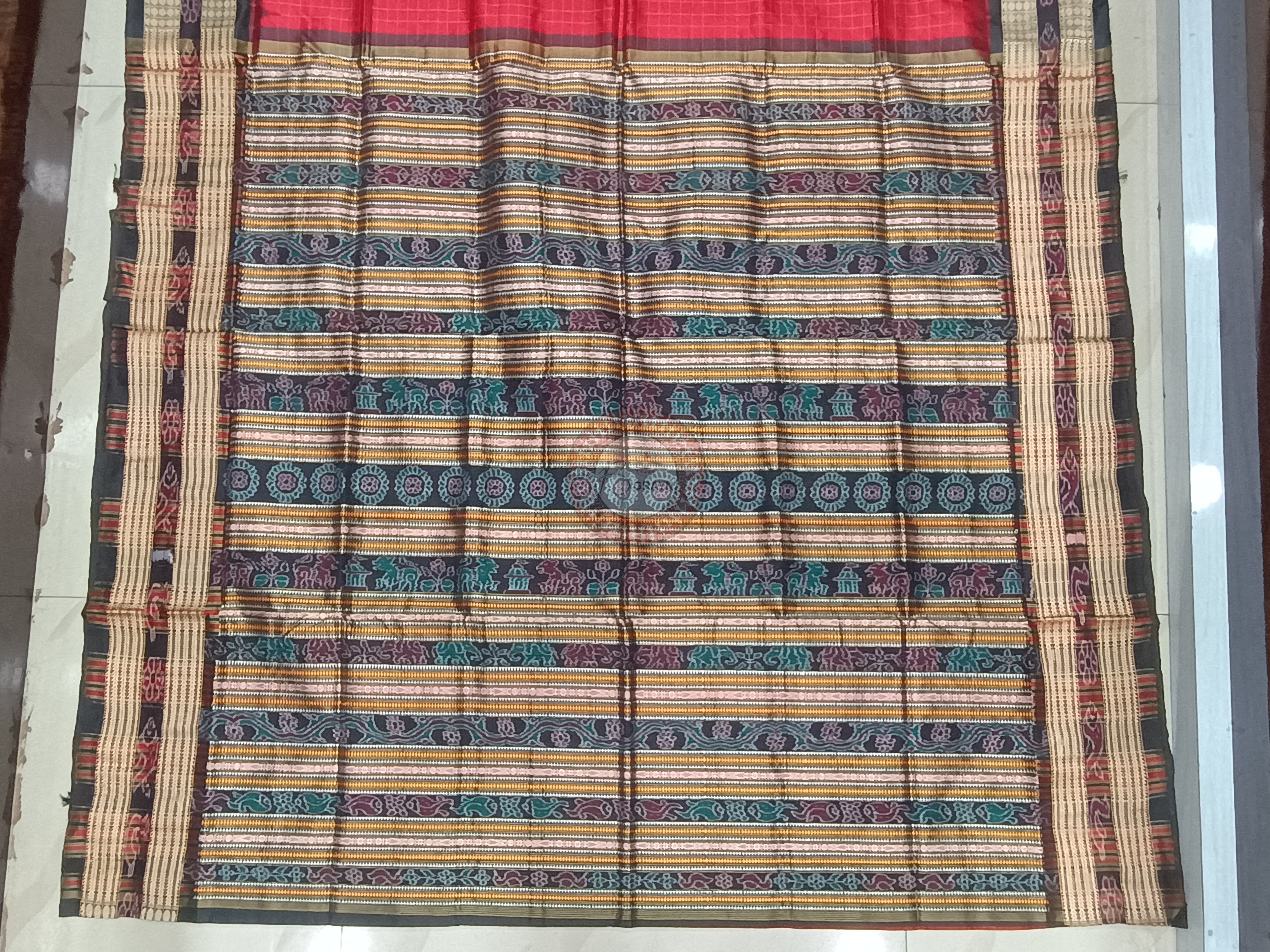 Red Black Sachipar Odisha Handloom Sambalpuri Silk Saree