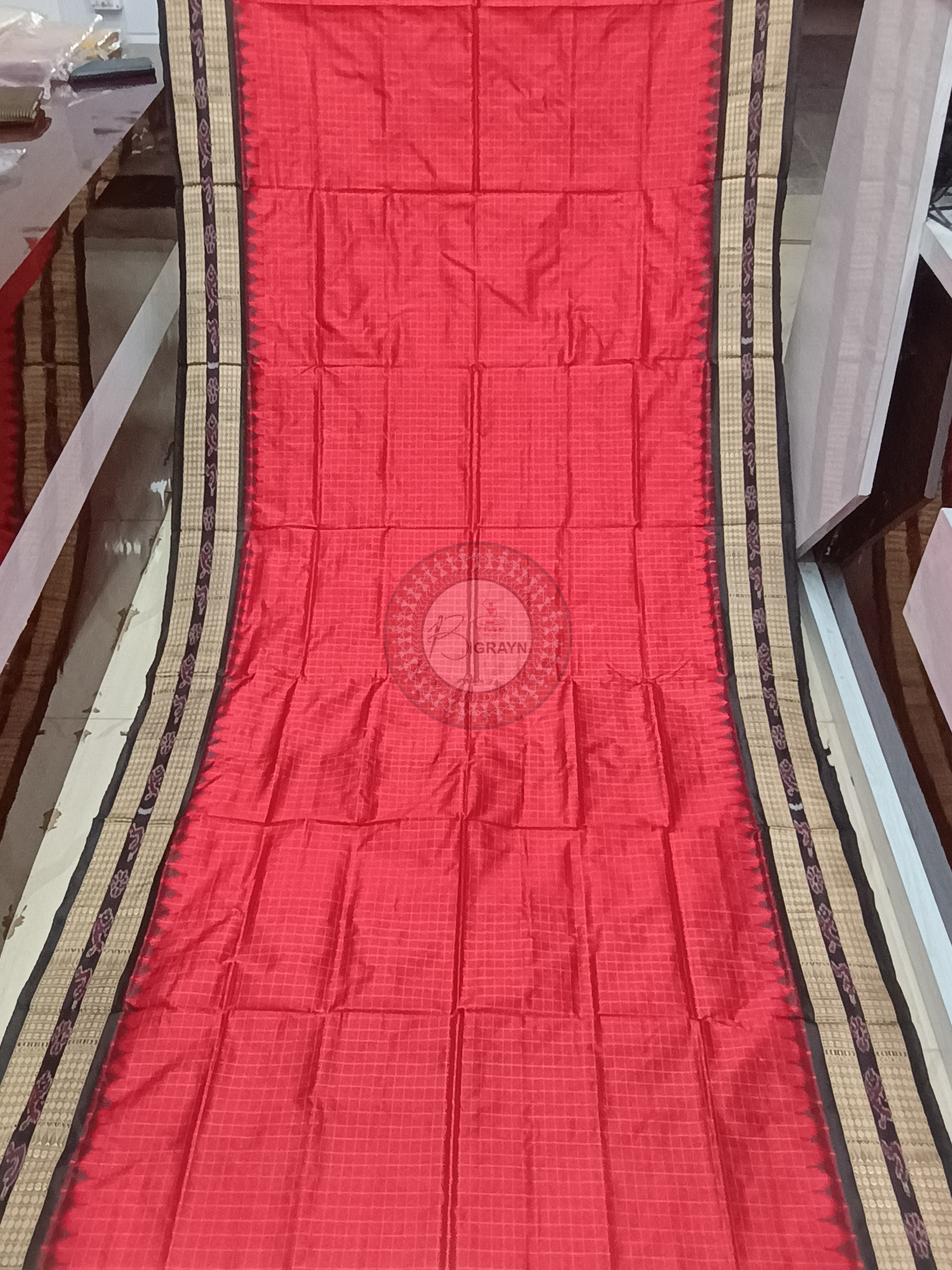 Red Black Sachipar Odisha Handloom Sambalpuri Silk Saree
