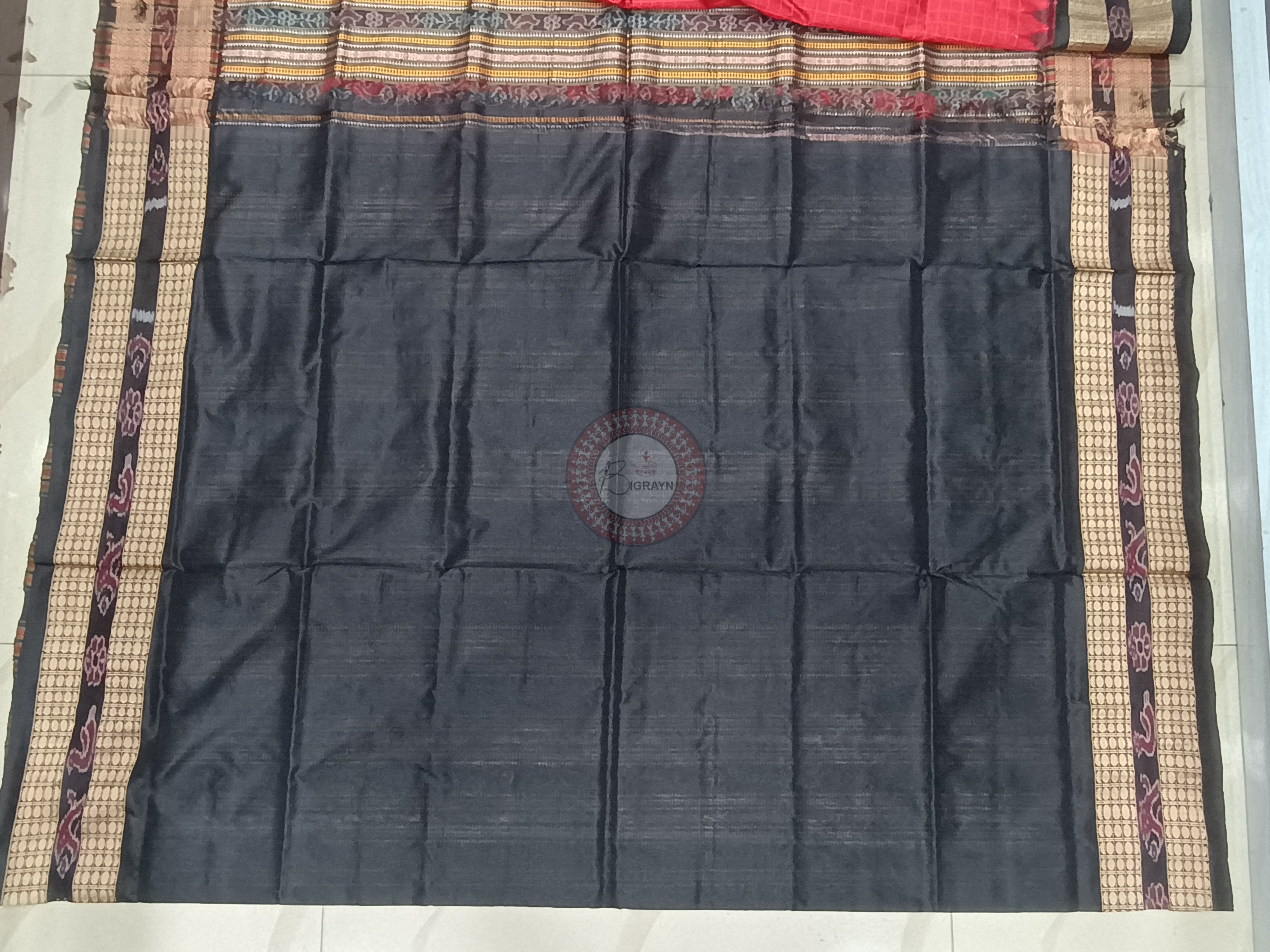 Red Black Sachipar Odisha Handloom Sambalpuri Silk Saree