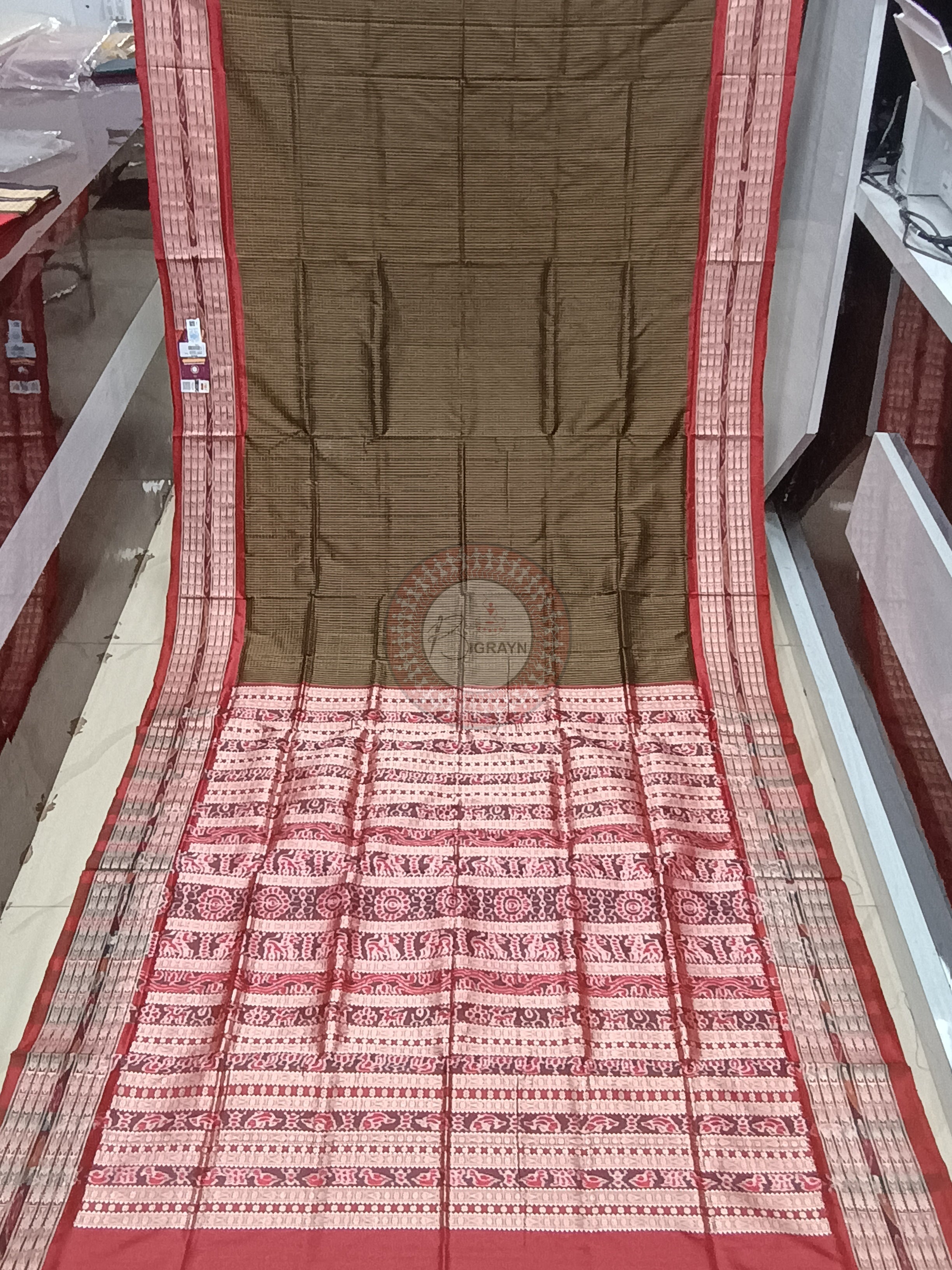 Black Red Sachipar Odisha Handloom Sambalpuri Silk Saree