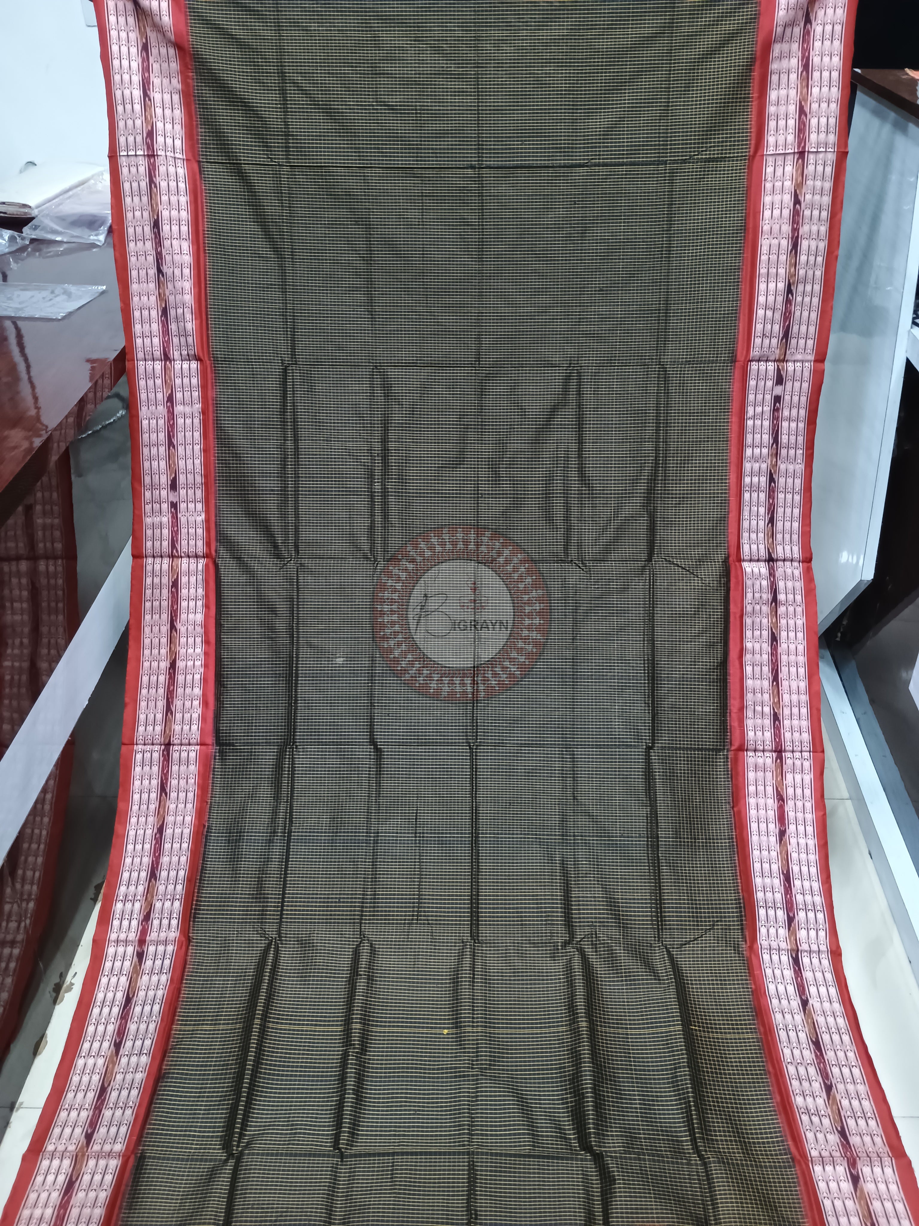 Black Red Sachipar Odisha Handloom Sambalpuri Silk Saree