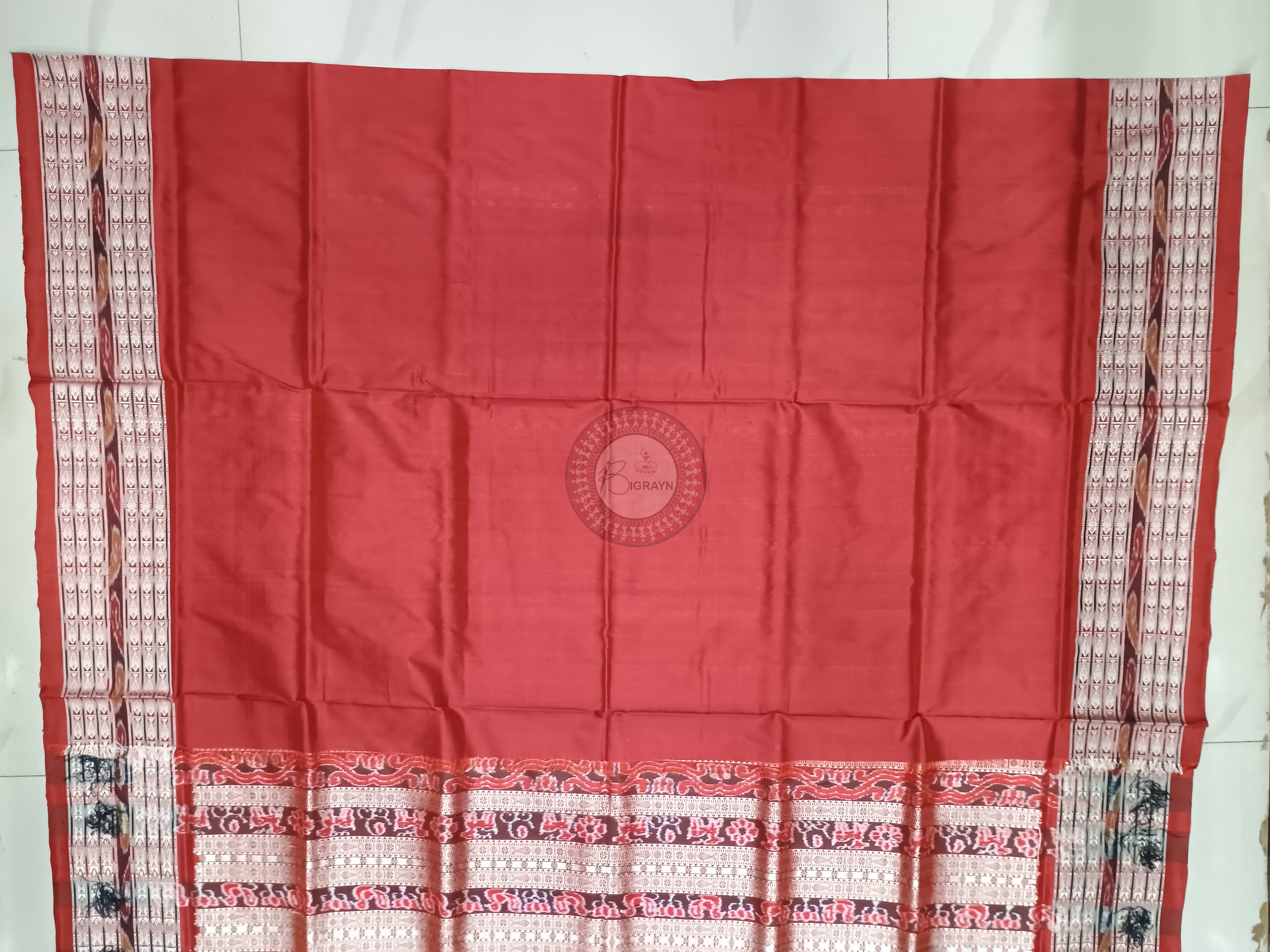 Black Red Sachipar Odisha Handloom Sambalpuri Silk Saree