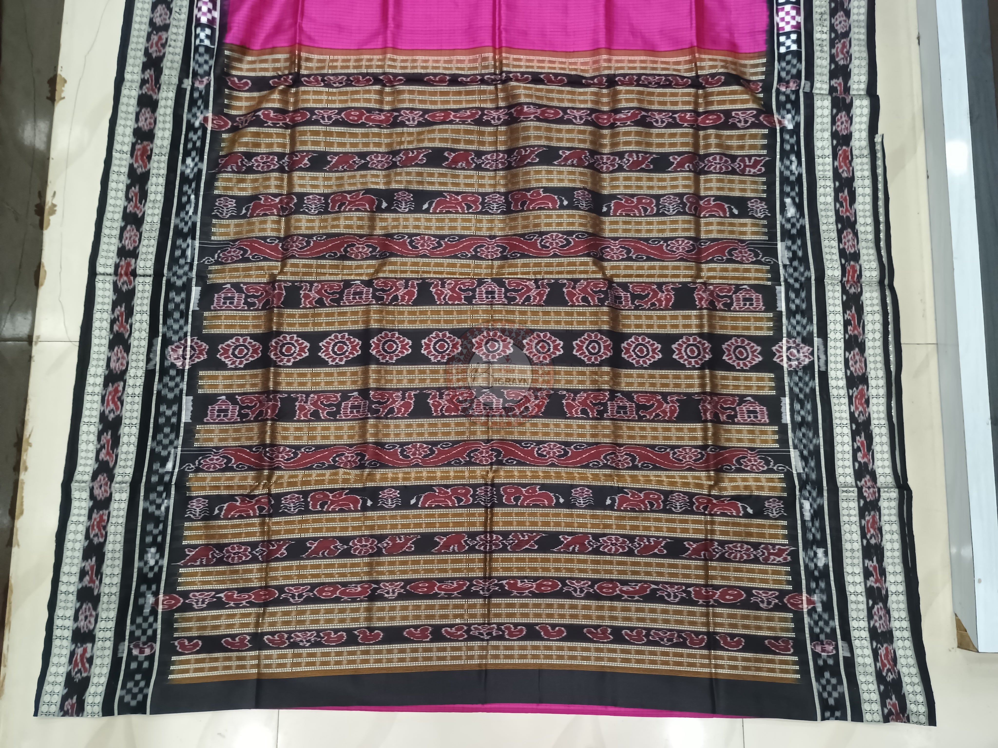 Pink Black Sachipar Odisha Handloom Sambalpuri Silk Saree