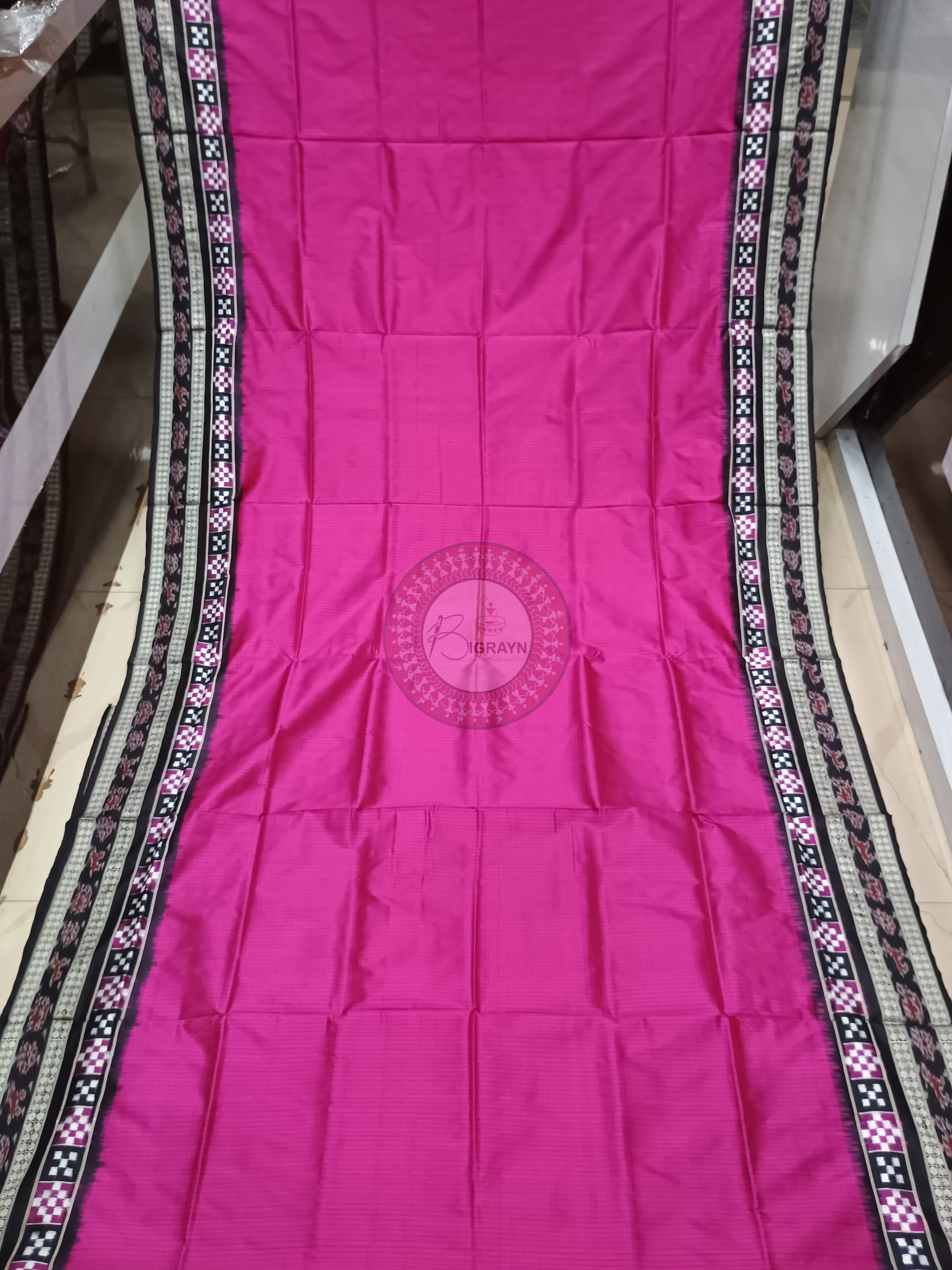 Pink Black Sachipar Odisha Handloom Sambalpuri Silk Saree