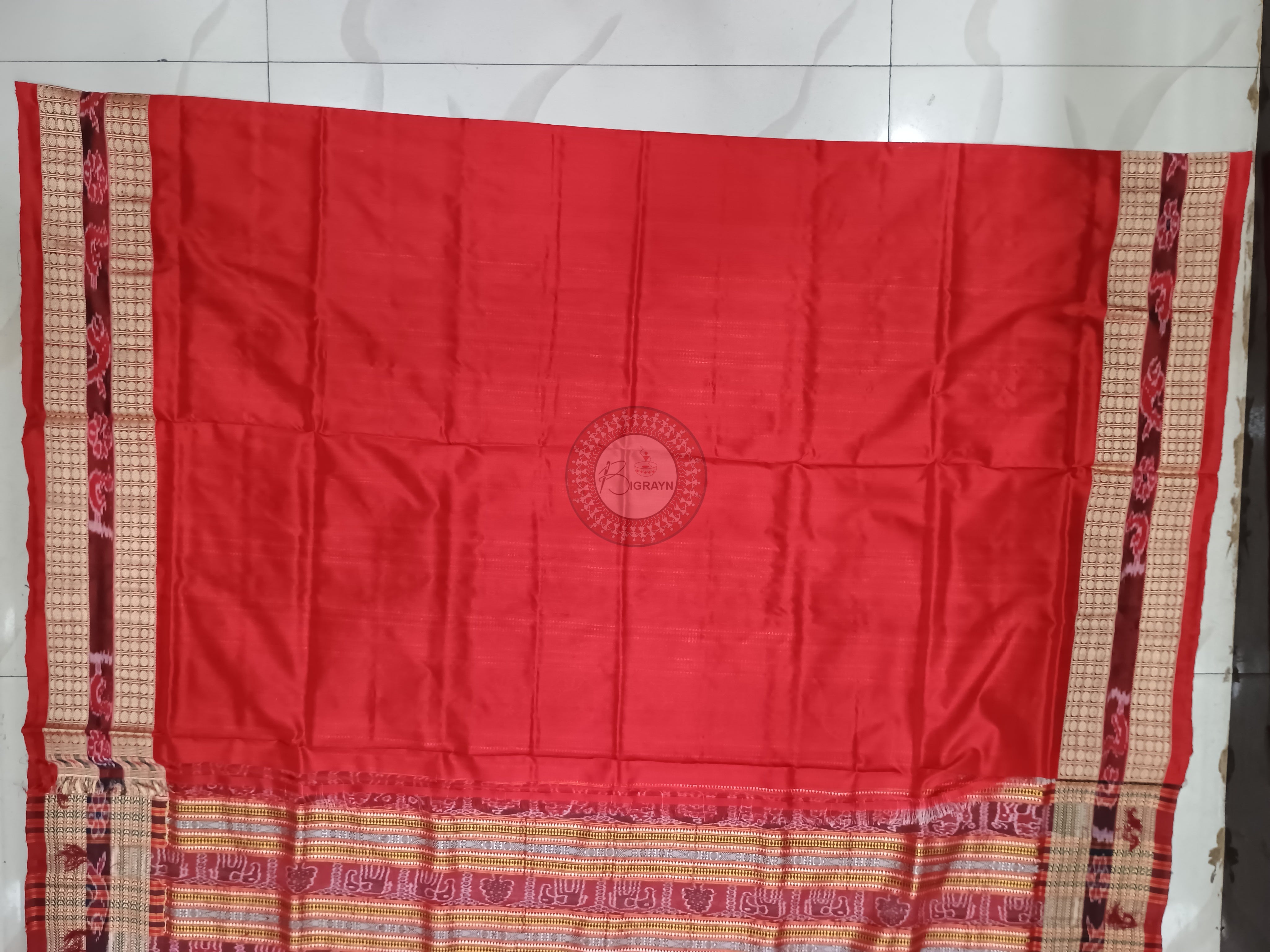 Off White Red Sachipar Odisha Handloom Sambalpuri Silk Saree
