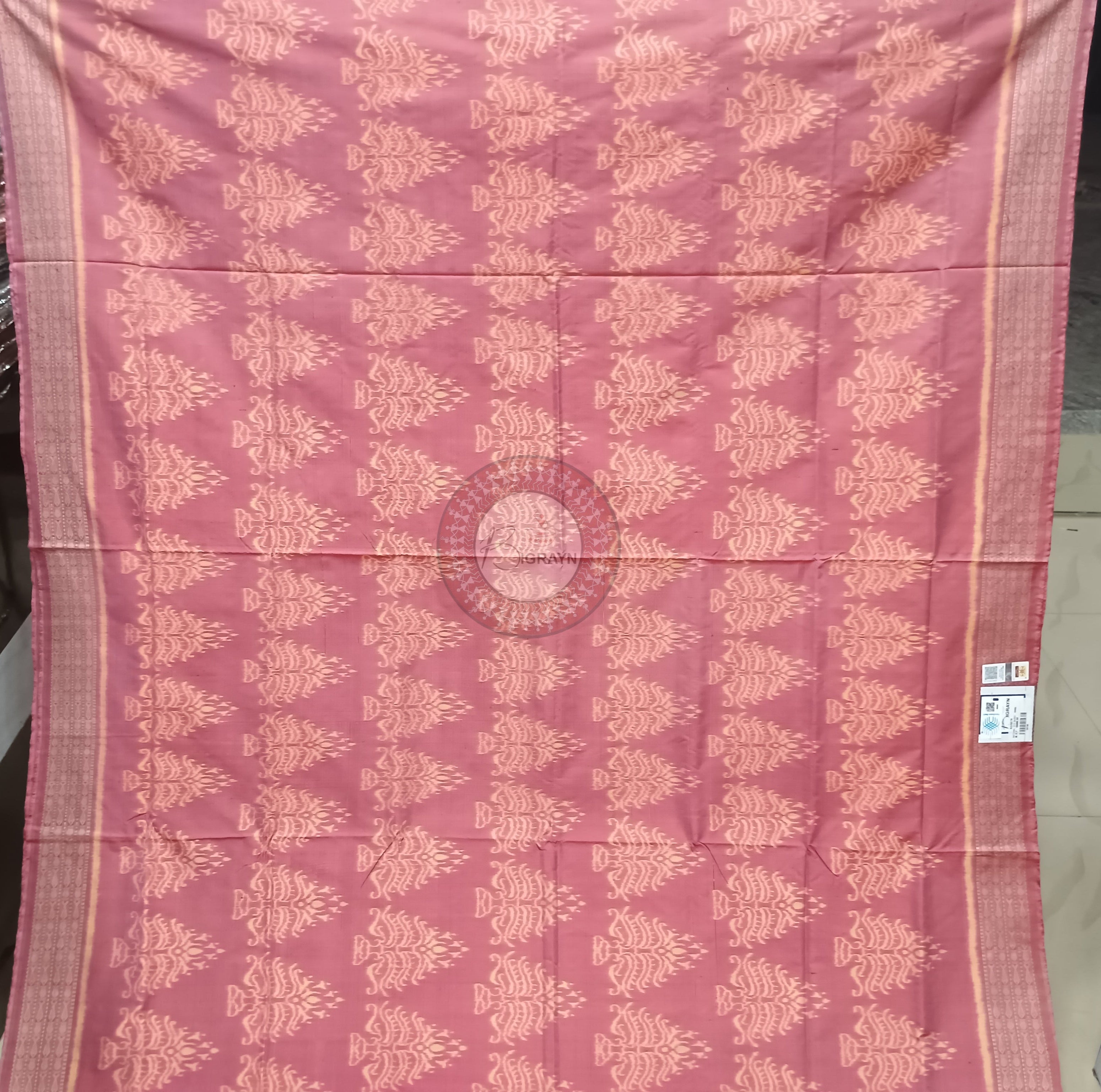 Onion Pink Tree Natural Dye Sambalpuri Silk Saree