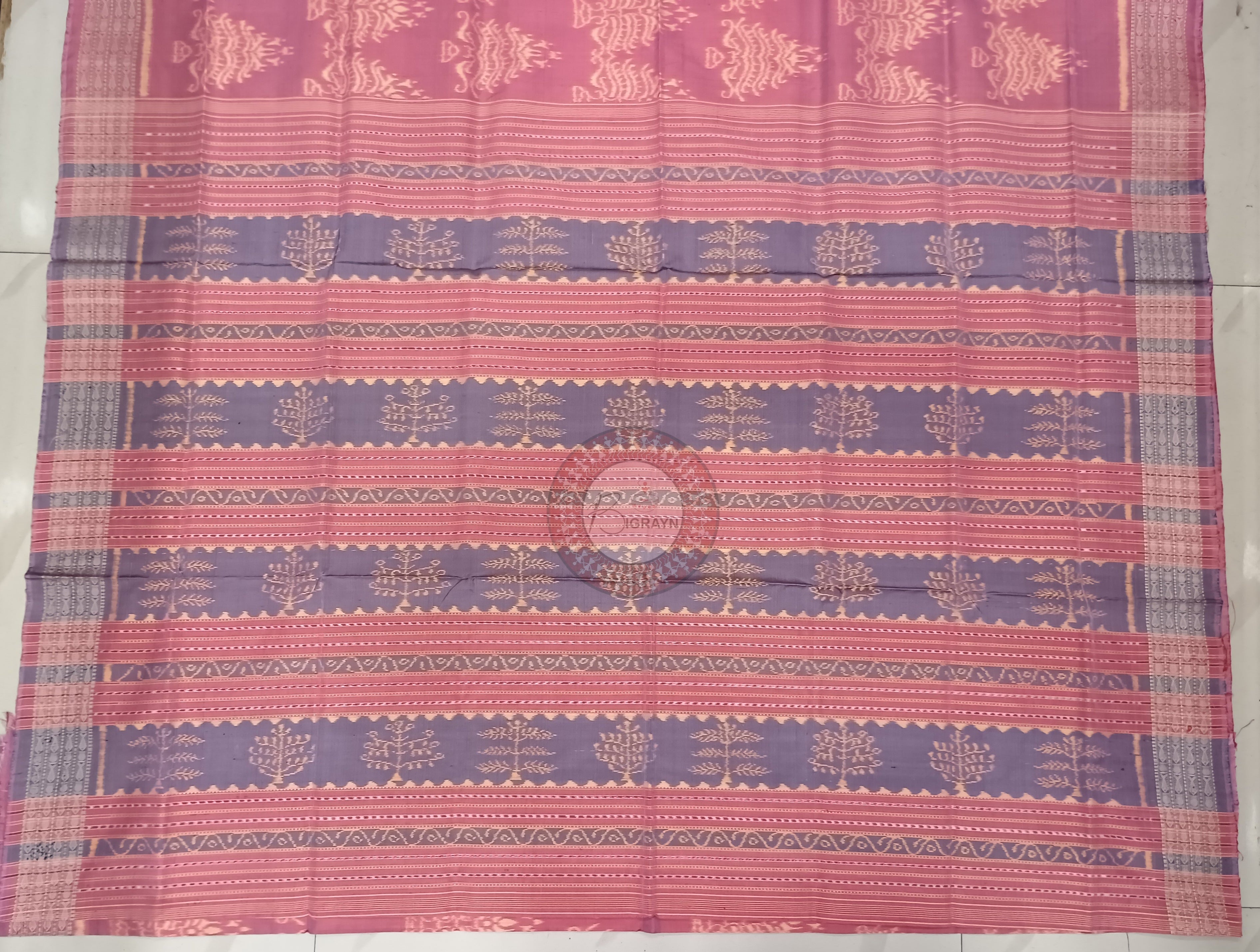 Onion Pink Tree Natural Dye Sambalpuri Silk Saree