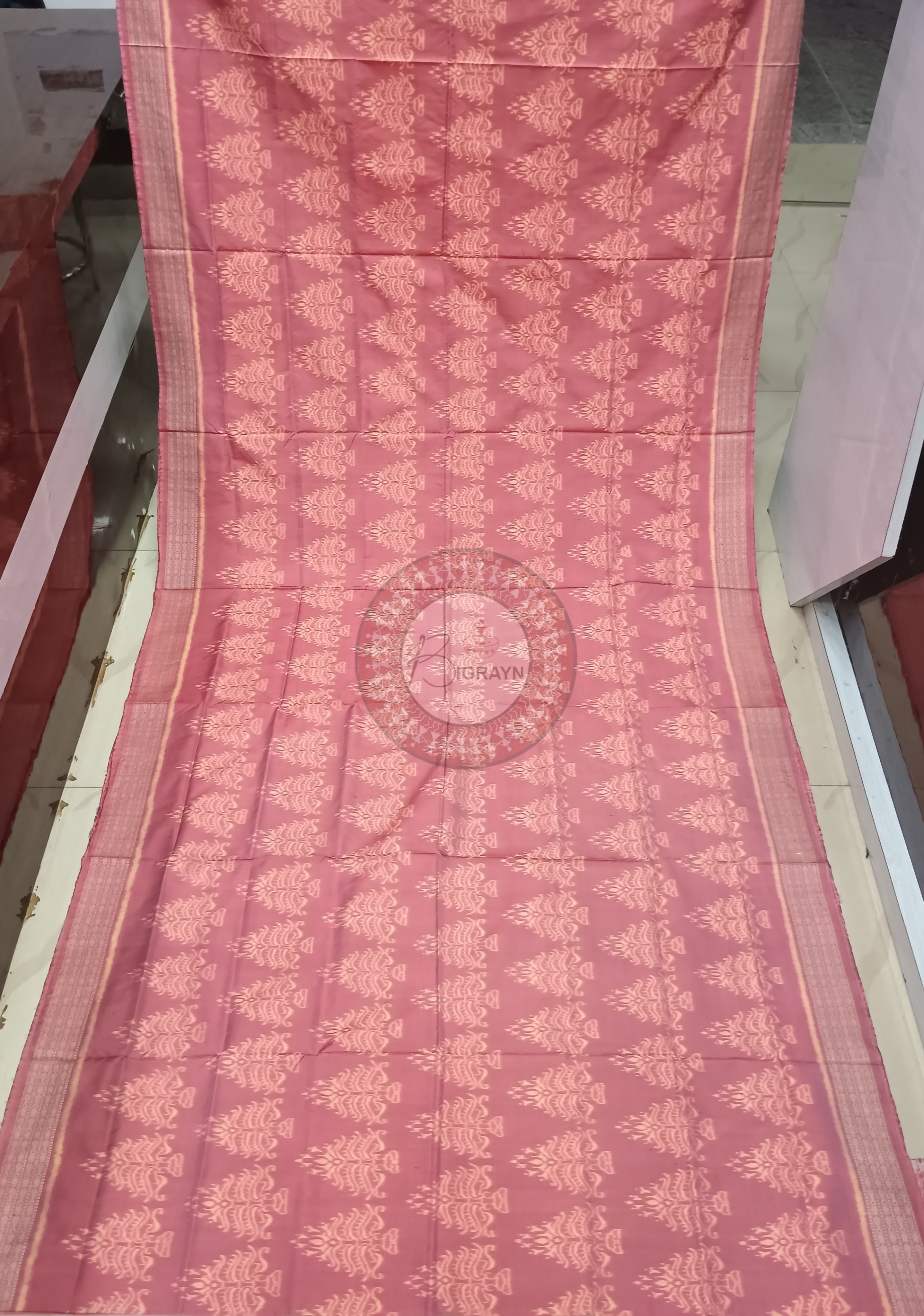 Onion Pink Tree Natural Dye Sambalpuri Silk Saree