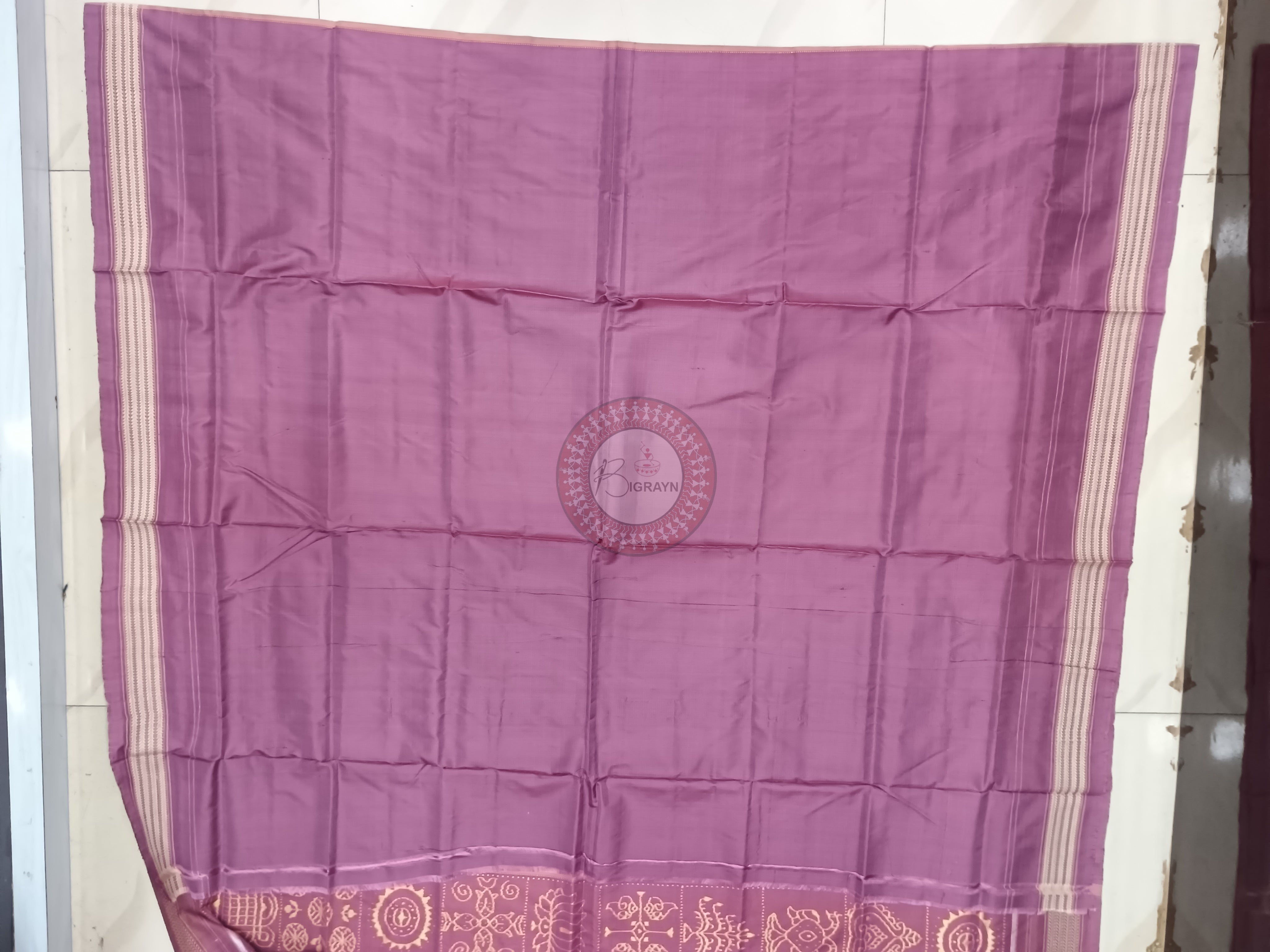 Onion Pink Nabakothi Design Natural Dye Sambalpuri Silk Saree