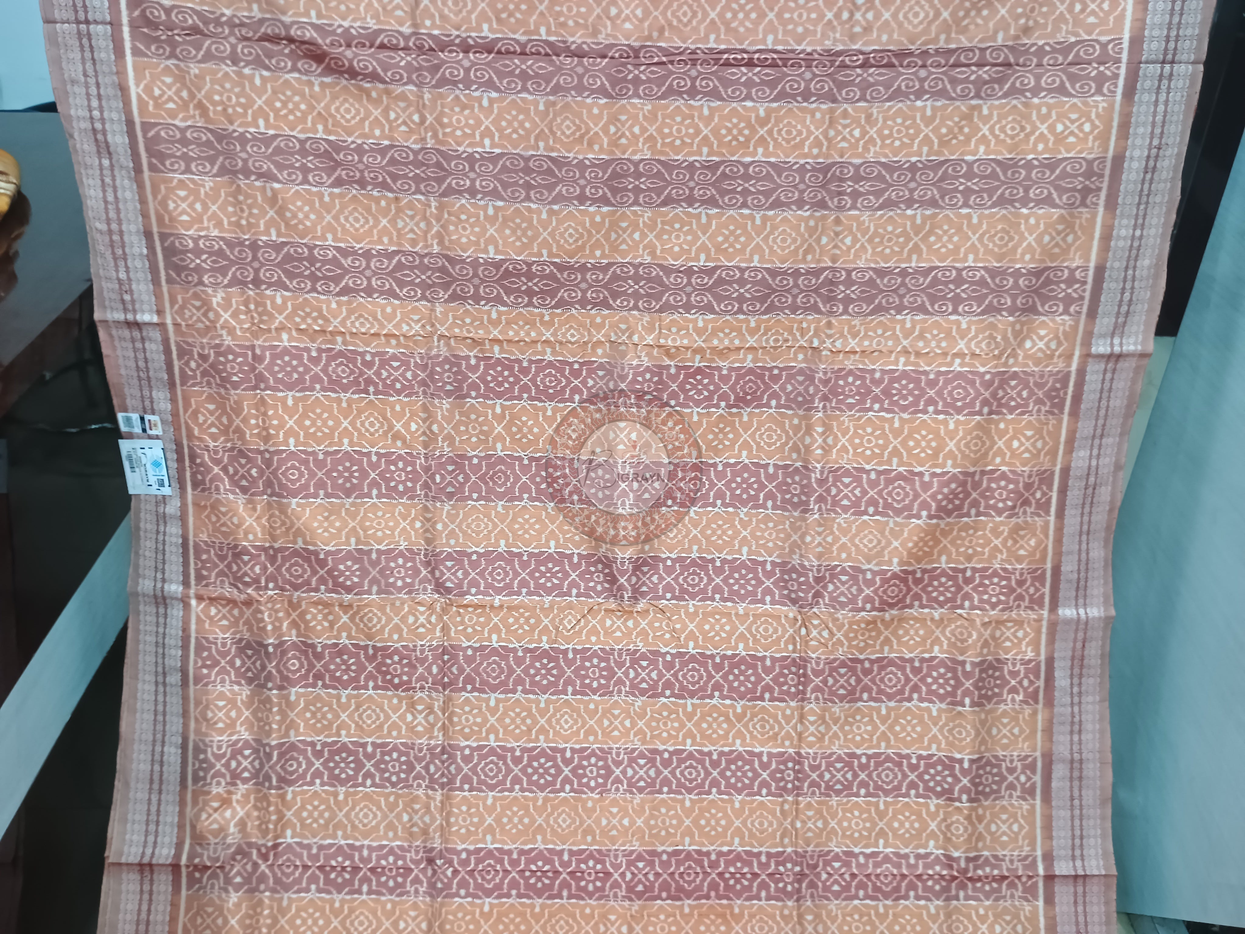 Rust True Pink Scot Flower Design Natural Dye Sambalpuri Silk Saree