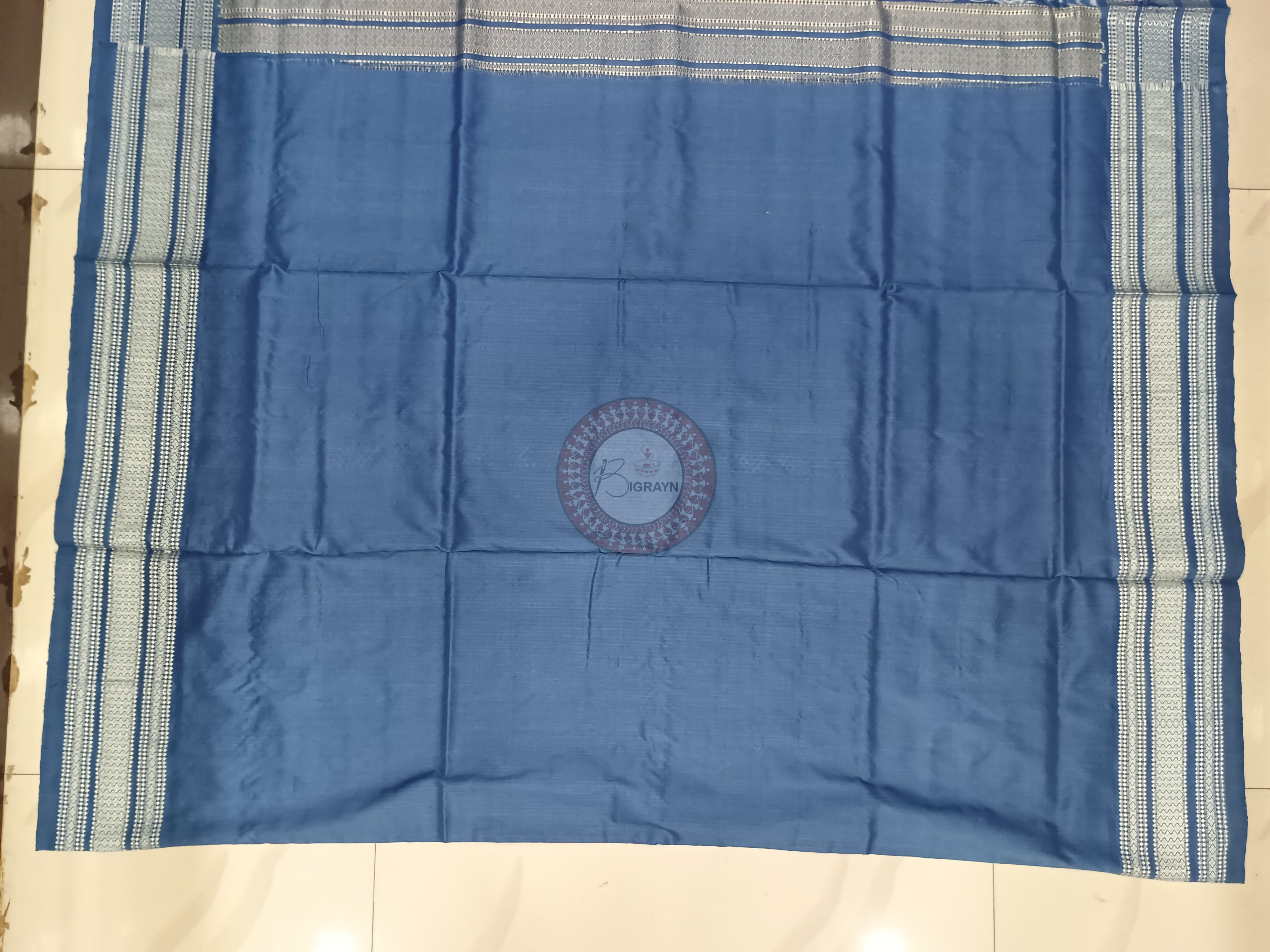 Indigo Blue Thikudi Design Natural Dye Sambalpuri Silk Saree