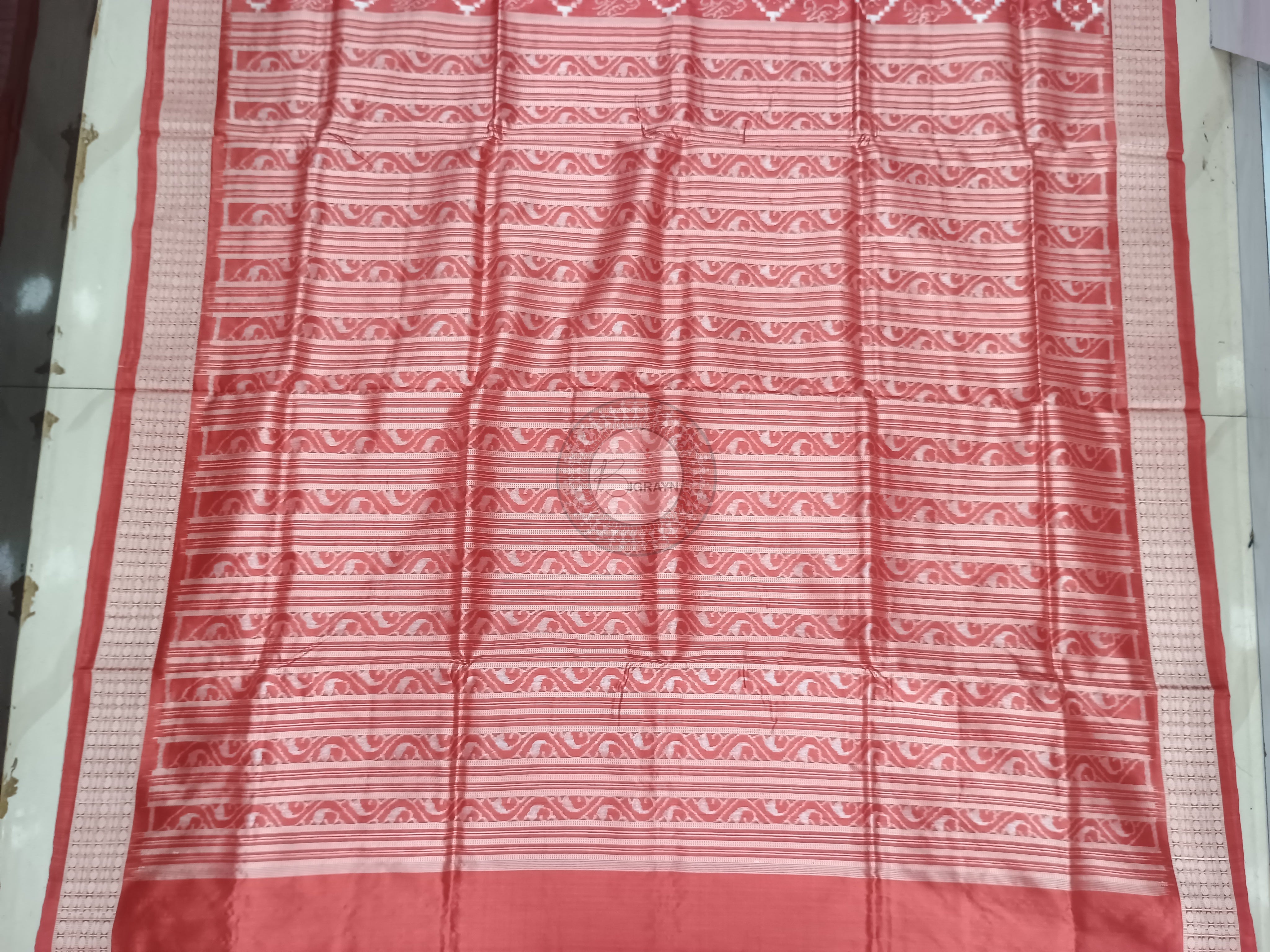 Peach Pink Birds Design Natural Dye Sambalpuri Silk Saree