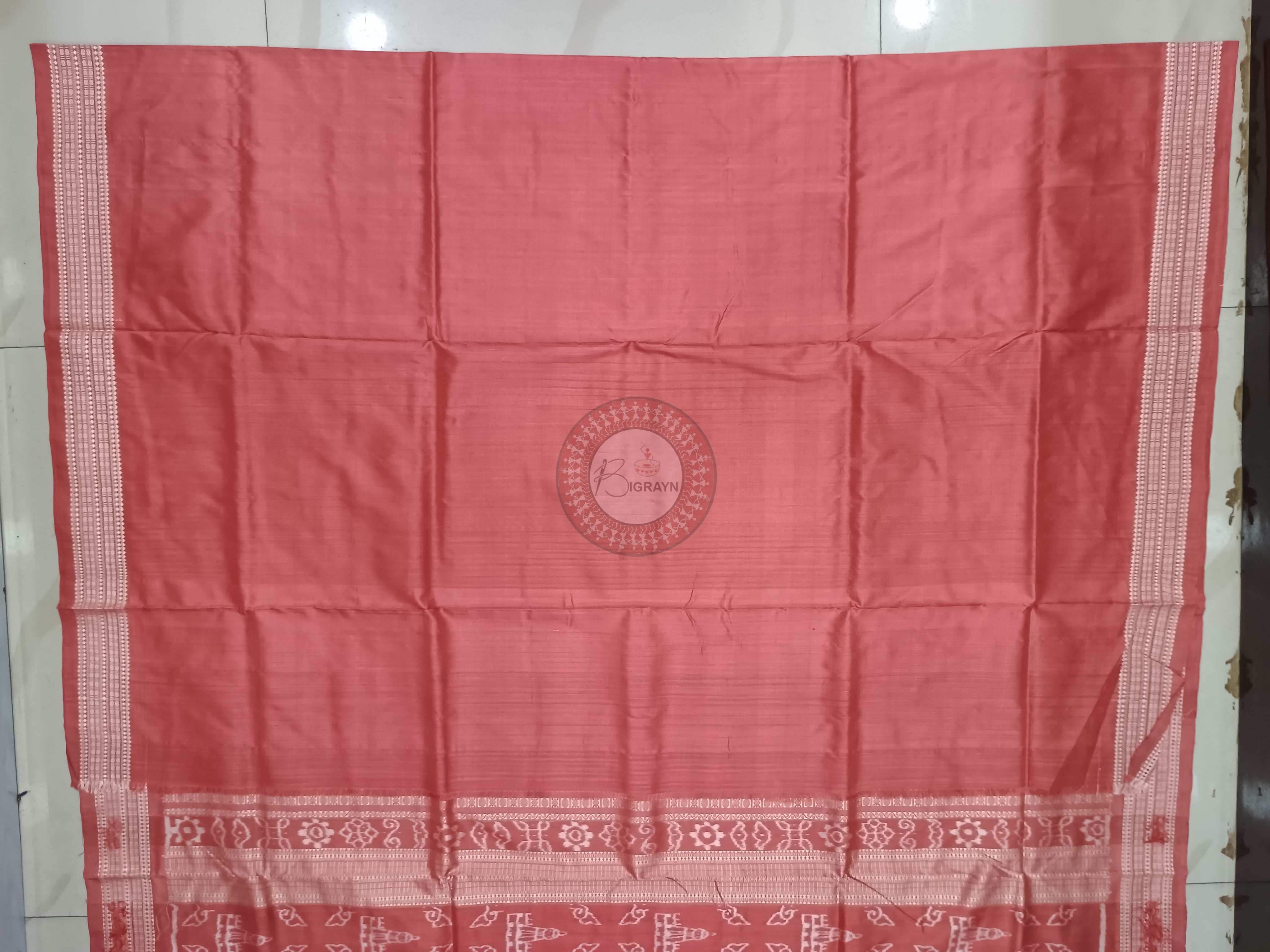 Manjistha Red Temple Design Natural Dye Sambalpuri Silk Saree