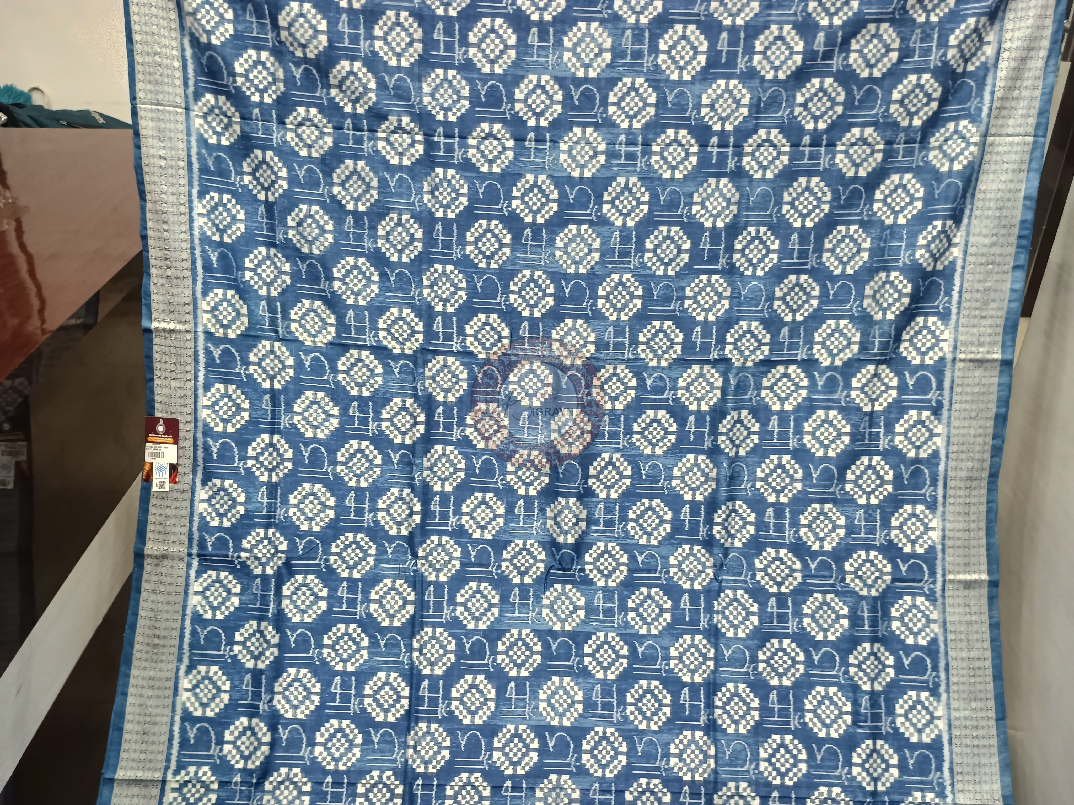 Indigo Blue Maa Design Natural Dye Silk Saree