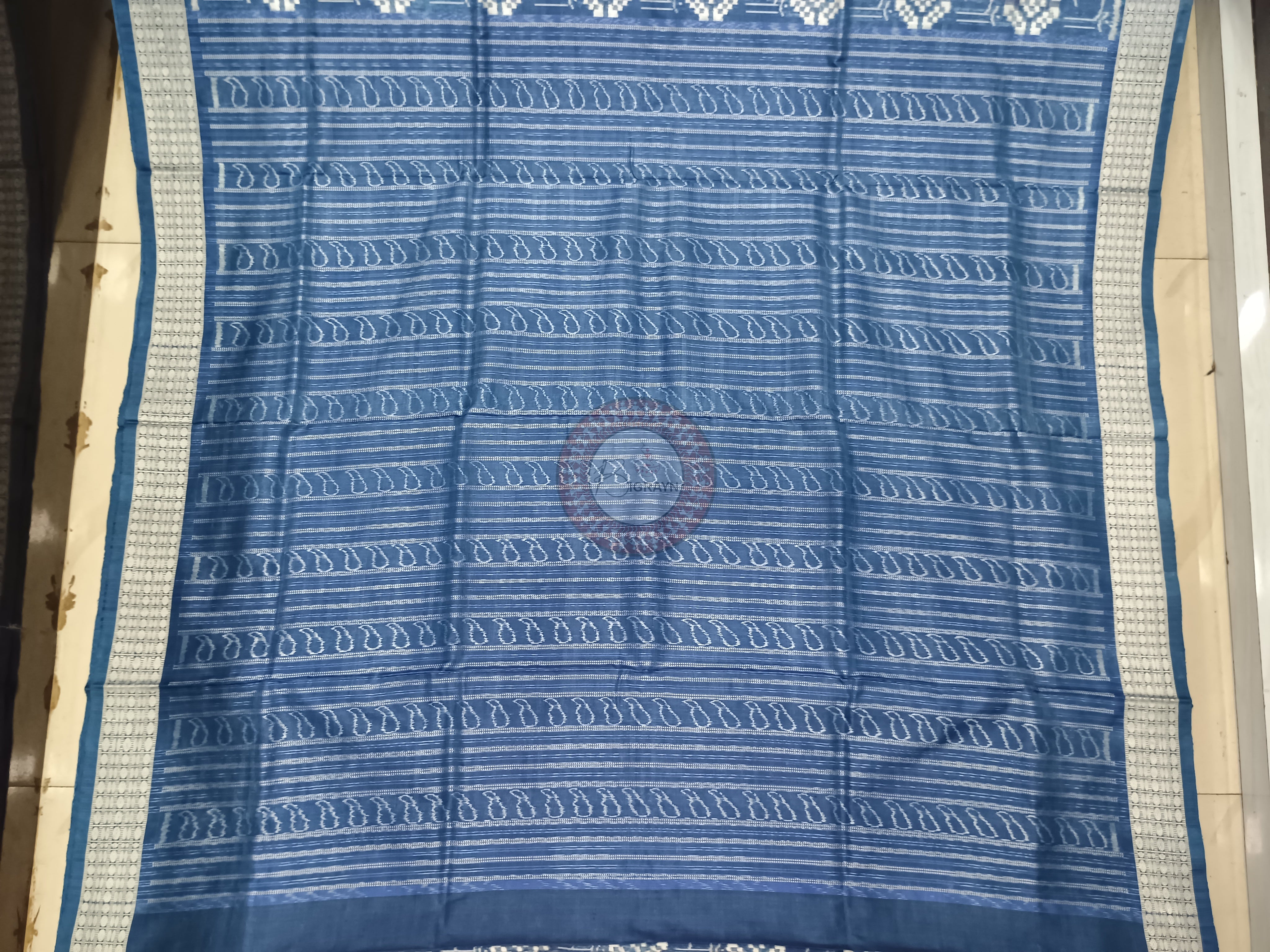 Indigo Blue Maa Design Natural Dye Silk Saree