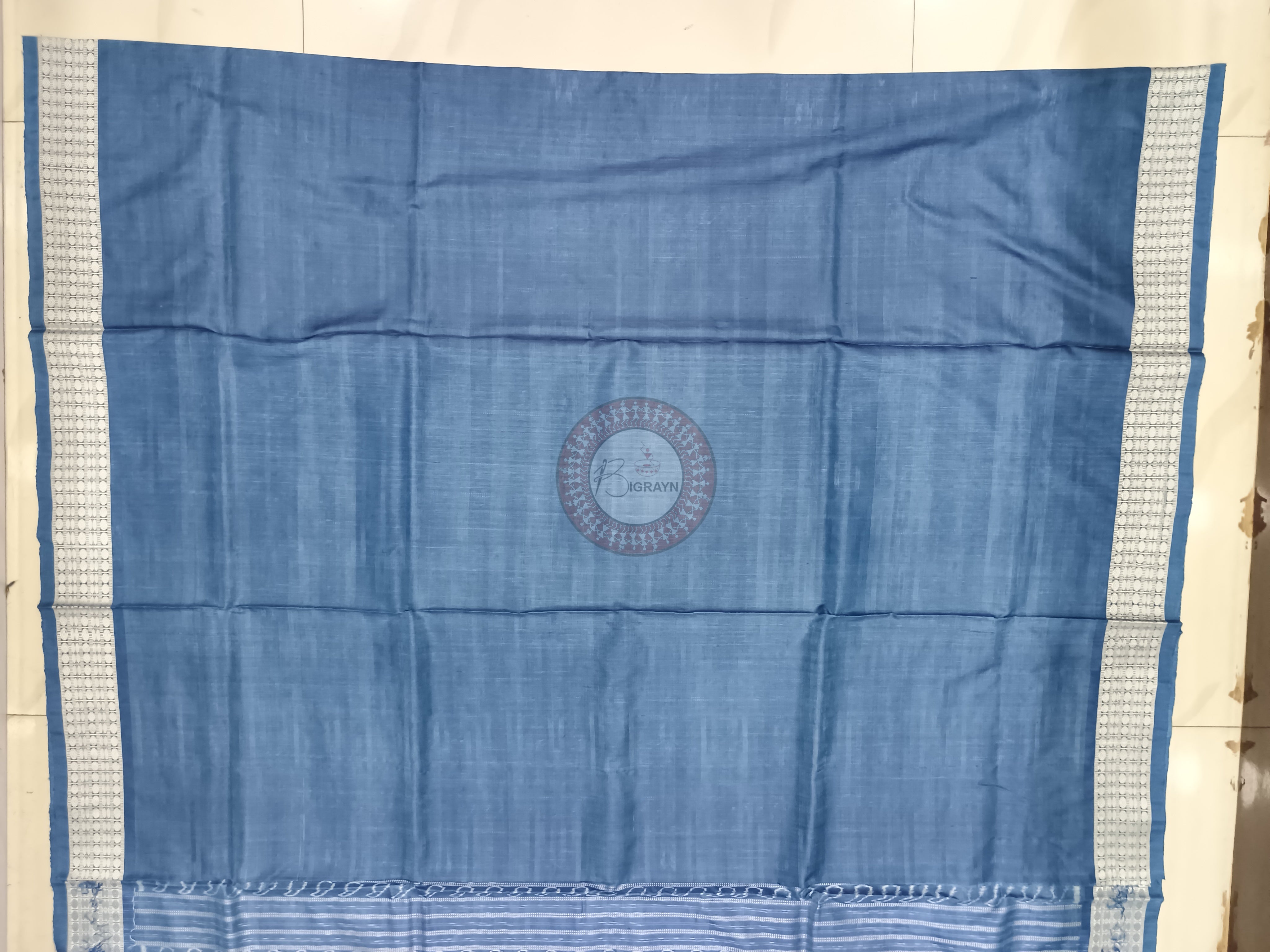 Indigo Blue Maa Design Natural Dye Silk Saree
