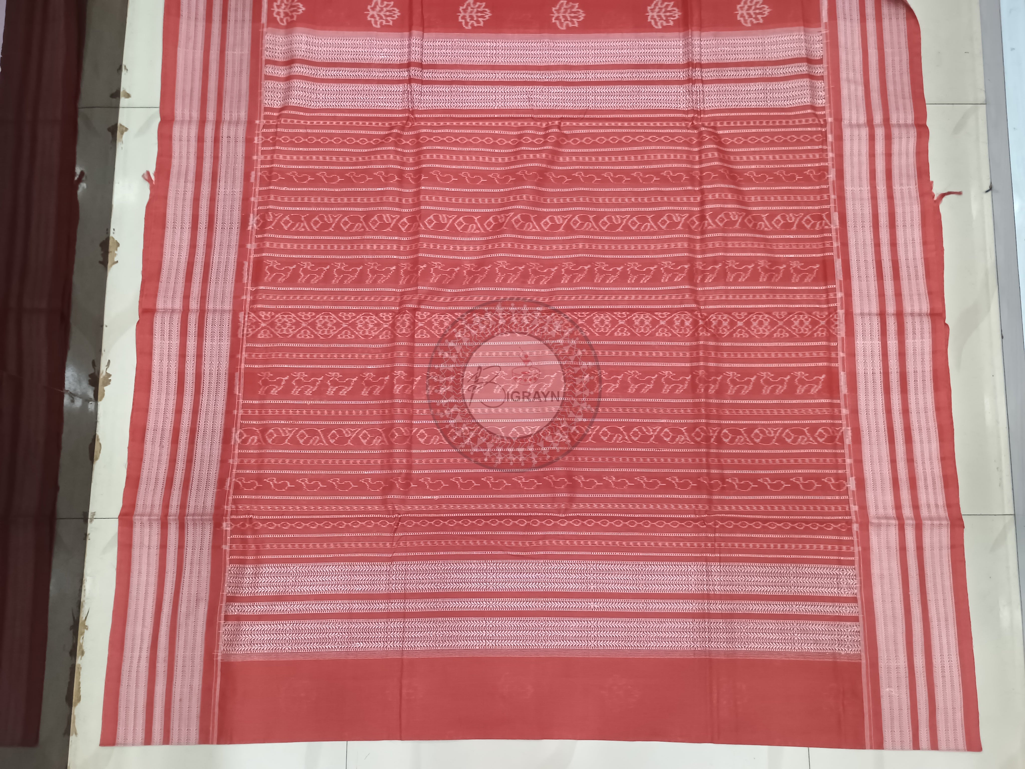 Maroon Self Leaf Design Natural Dye Cotton Saree
