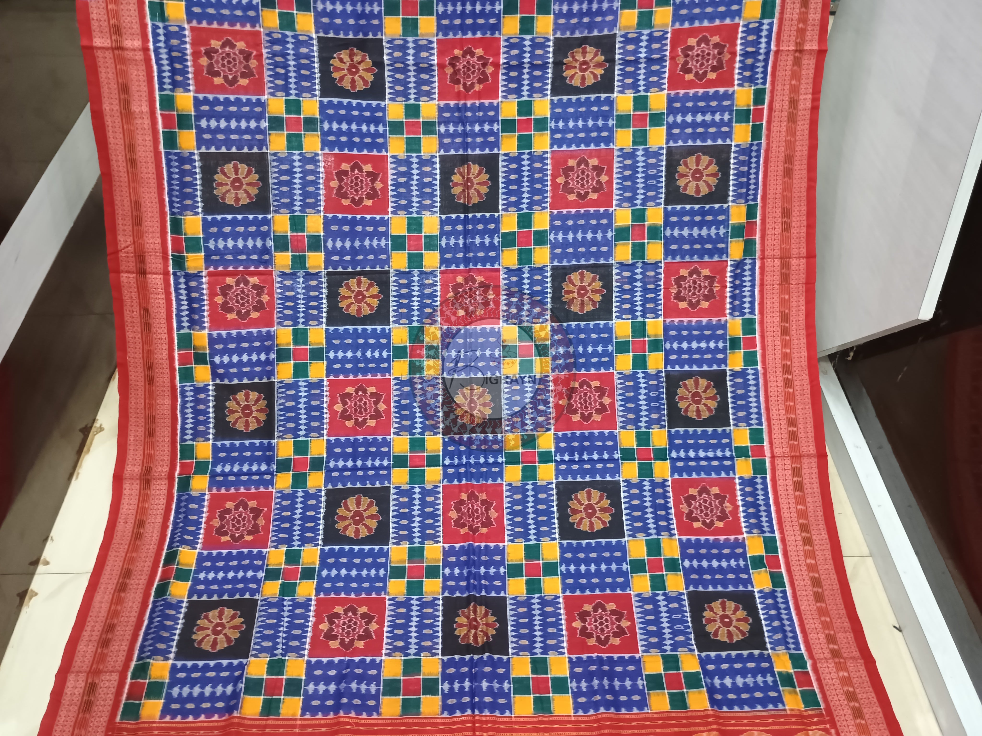 Blue Red Utkal Laxmi Odisha Handloom Sambalpuri Cotton