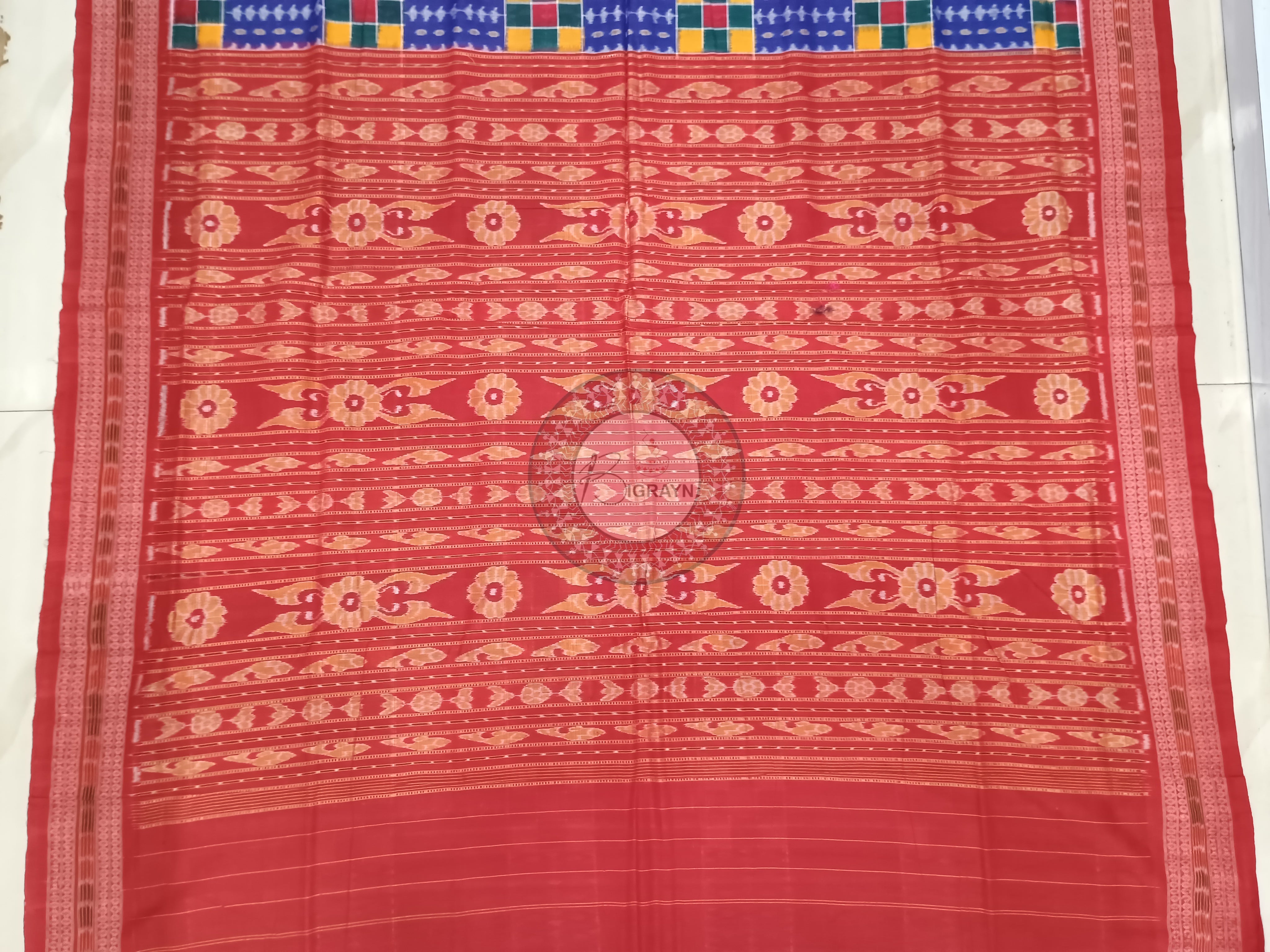 Blue Red Utkal Laxmi Odisha Handloom Sambalpuri Cotton