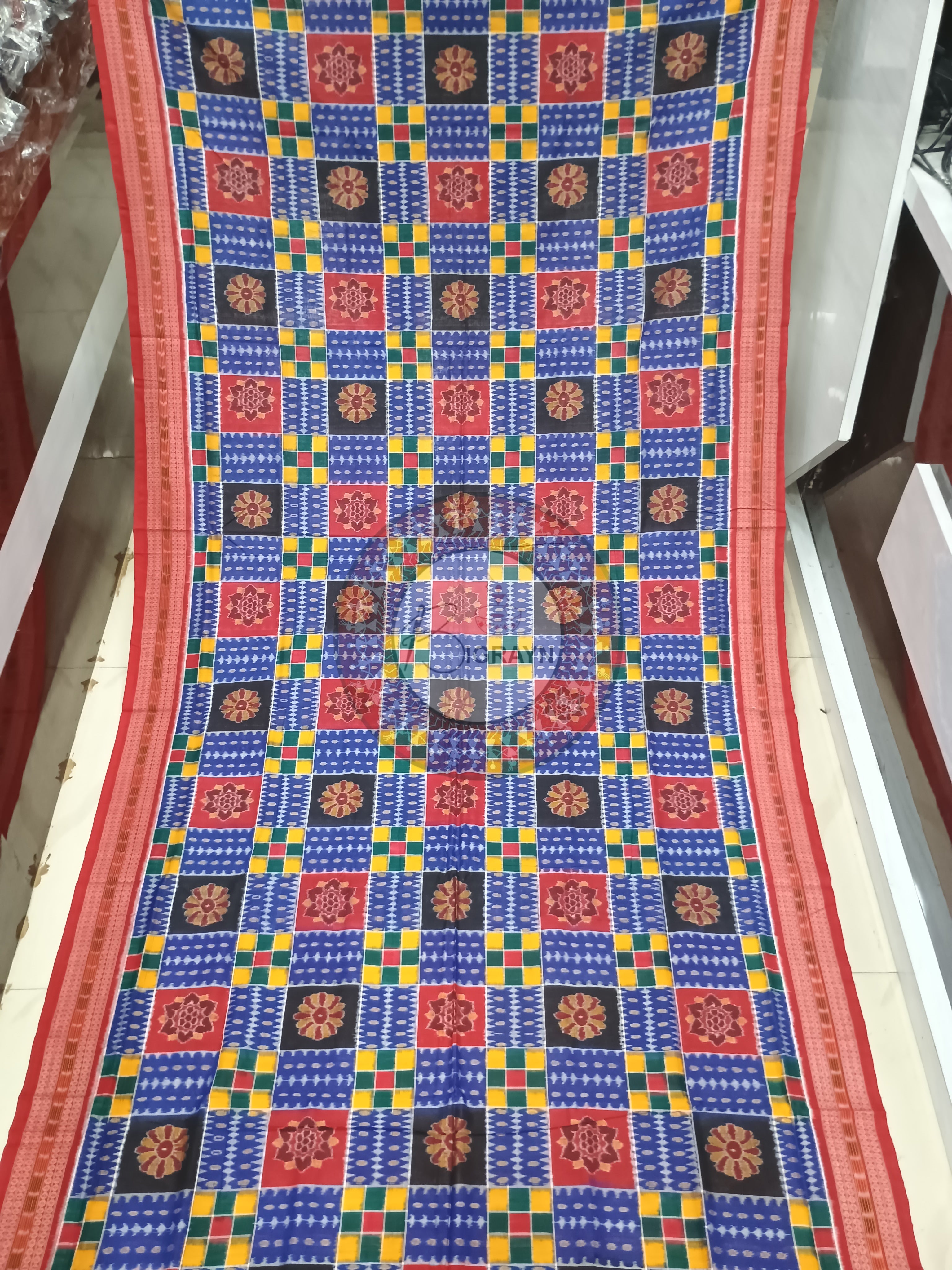 Blue Red Utkal Laxmi Odisha Handloom Sambalpuri Cotton