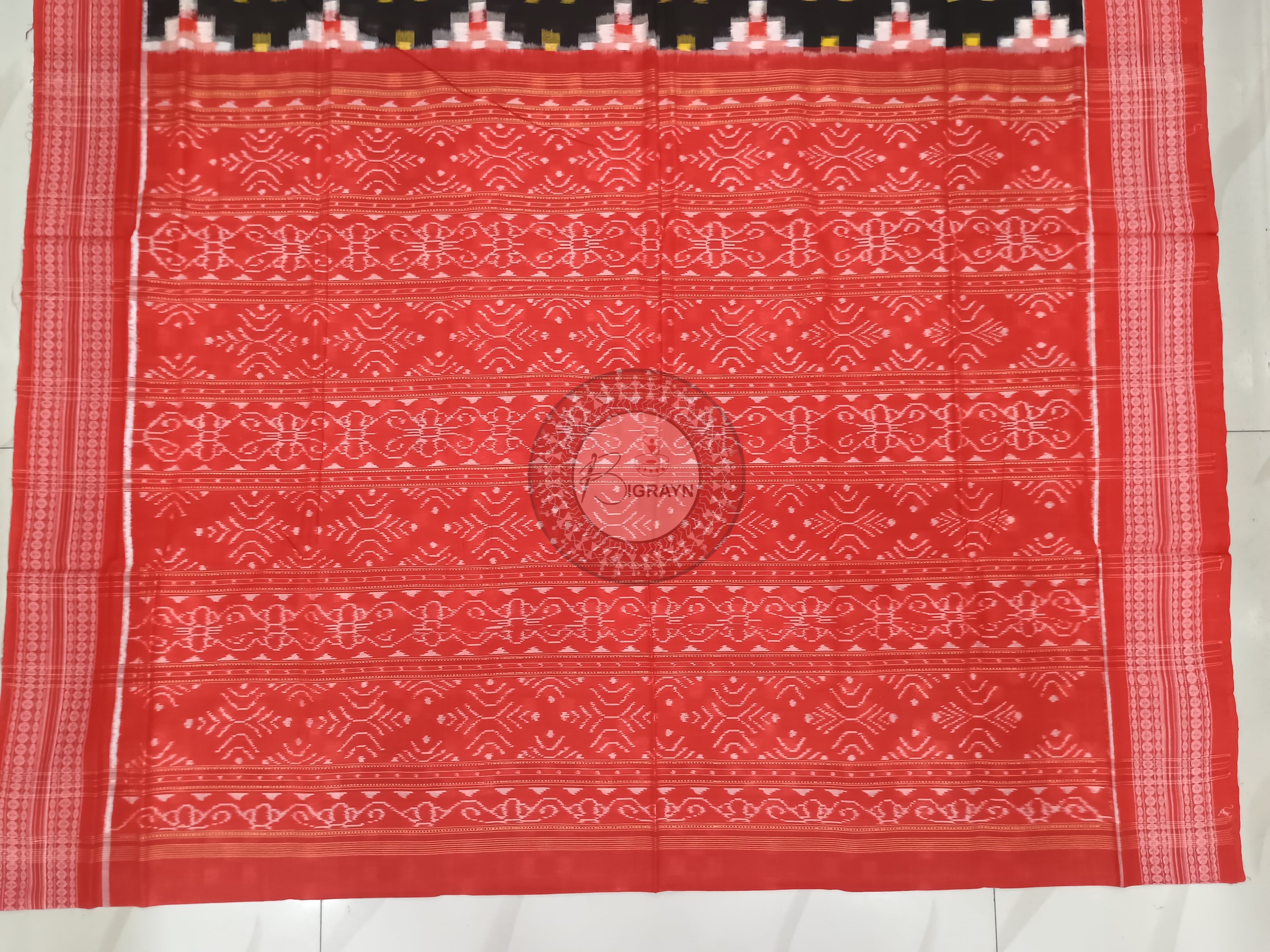 Black Red Multi Colour Pasapali Odisha Handloom Sambalpuri Cotton Sareee