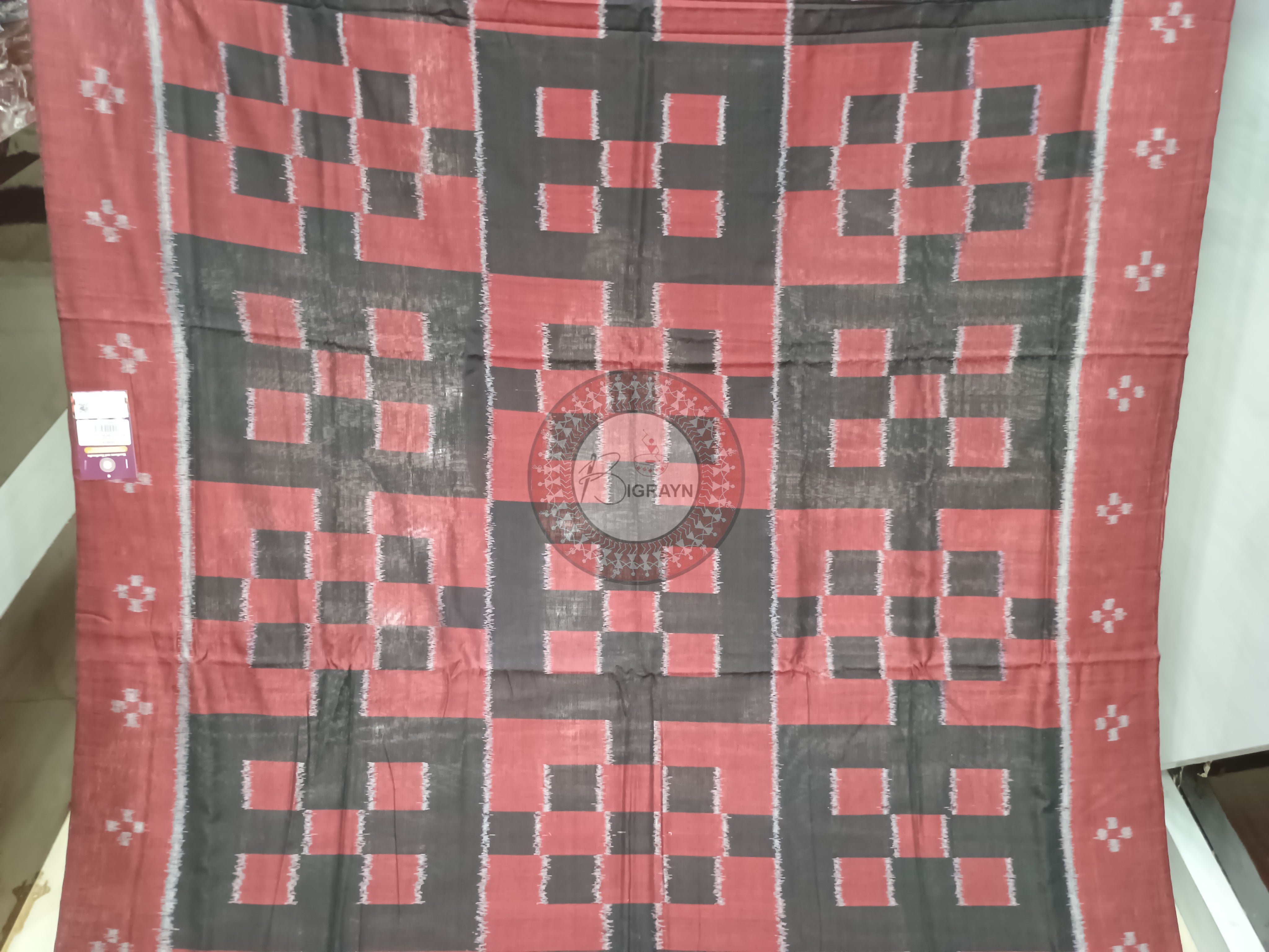 Maroon Black Pasapali Odisha Handloom Sambalpuri Cotton