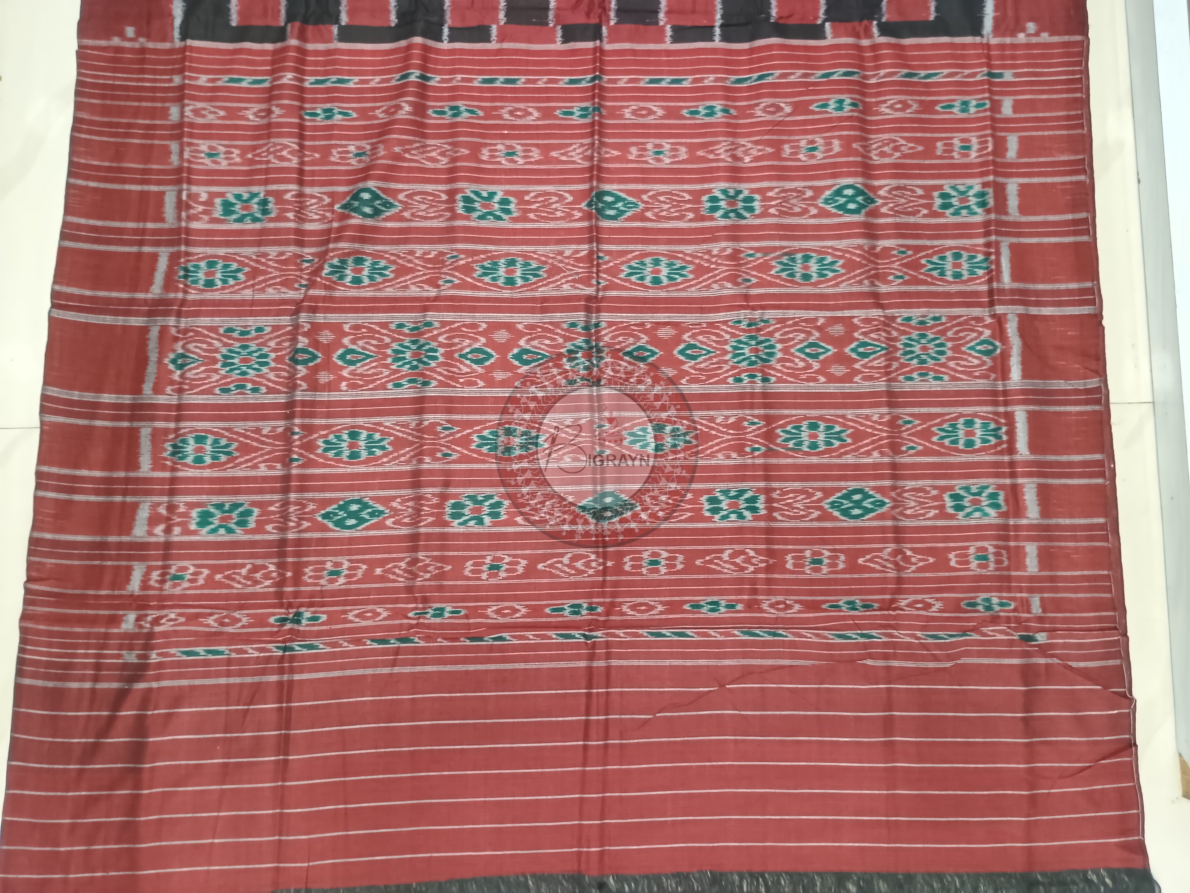 Maroon Black Pasapali Odisha Handloom Sambalpuri Cotton