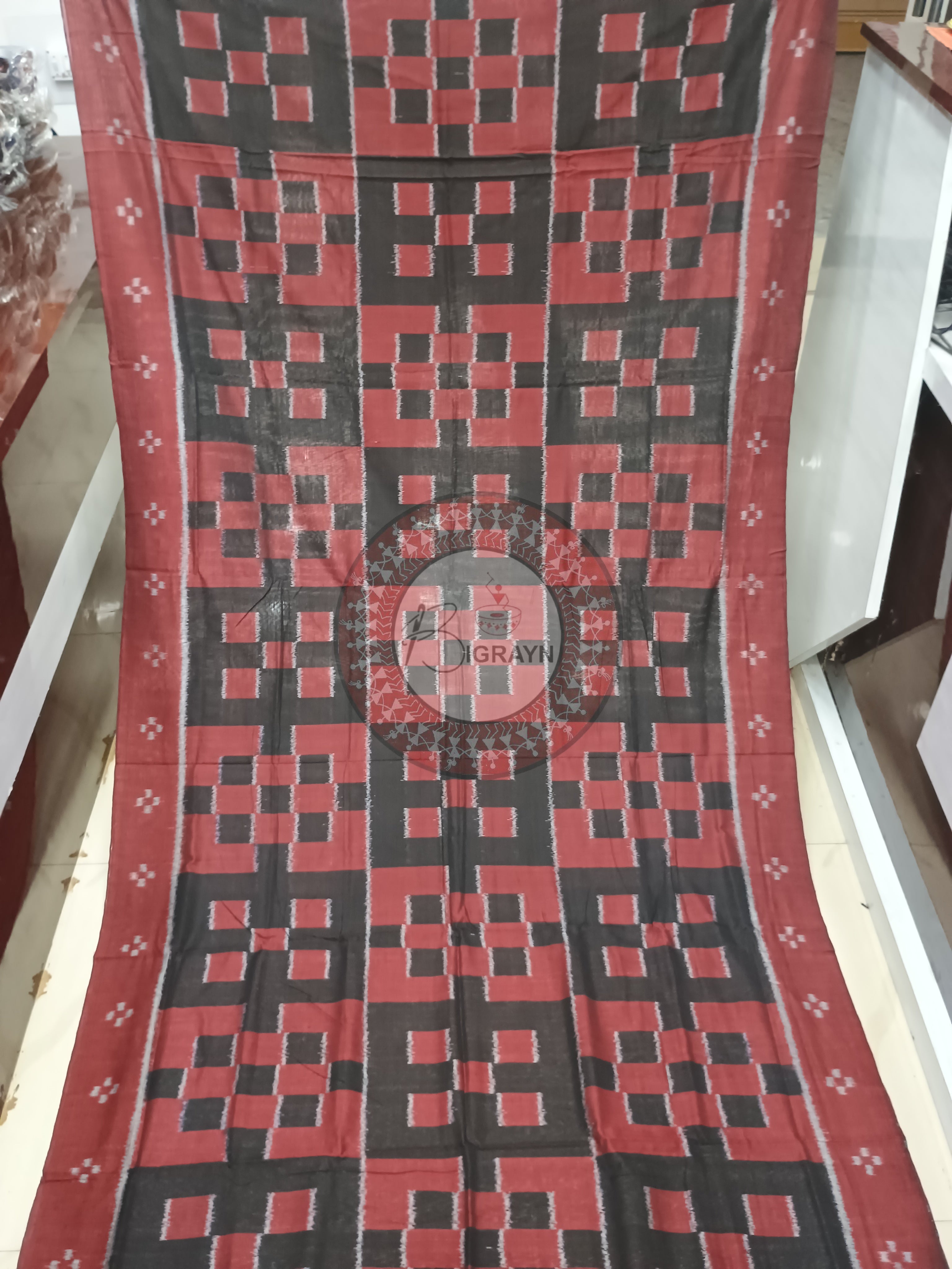 Maroon Black Pasapali Odisha Handloom Sambalpuri Cotton