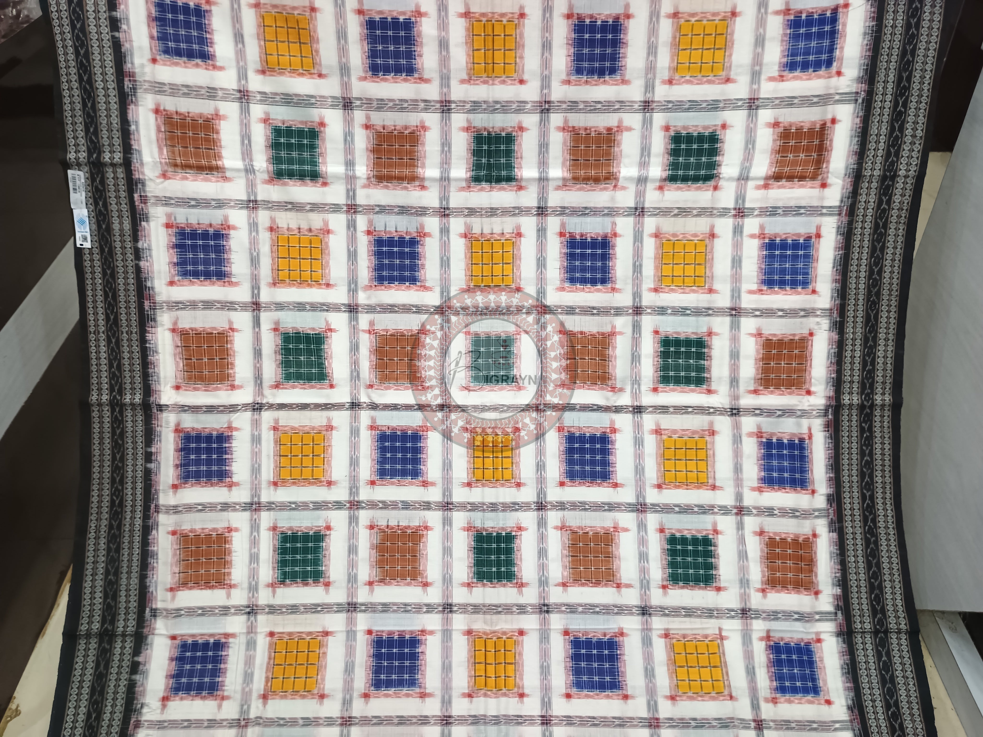 White Black Aswini Odisha Handloom Sambalpuri Cotton Saree