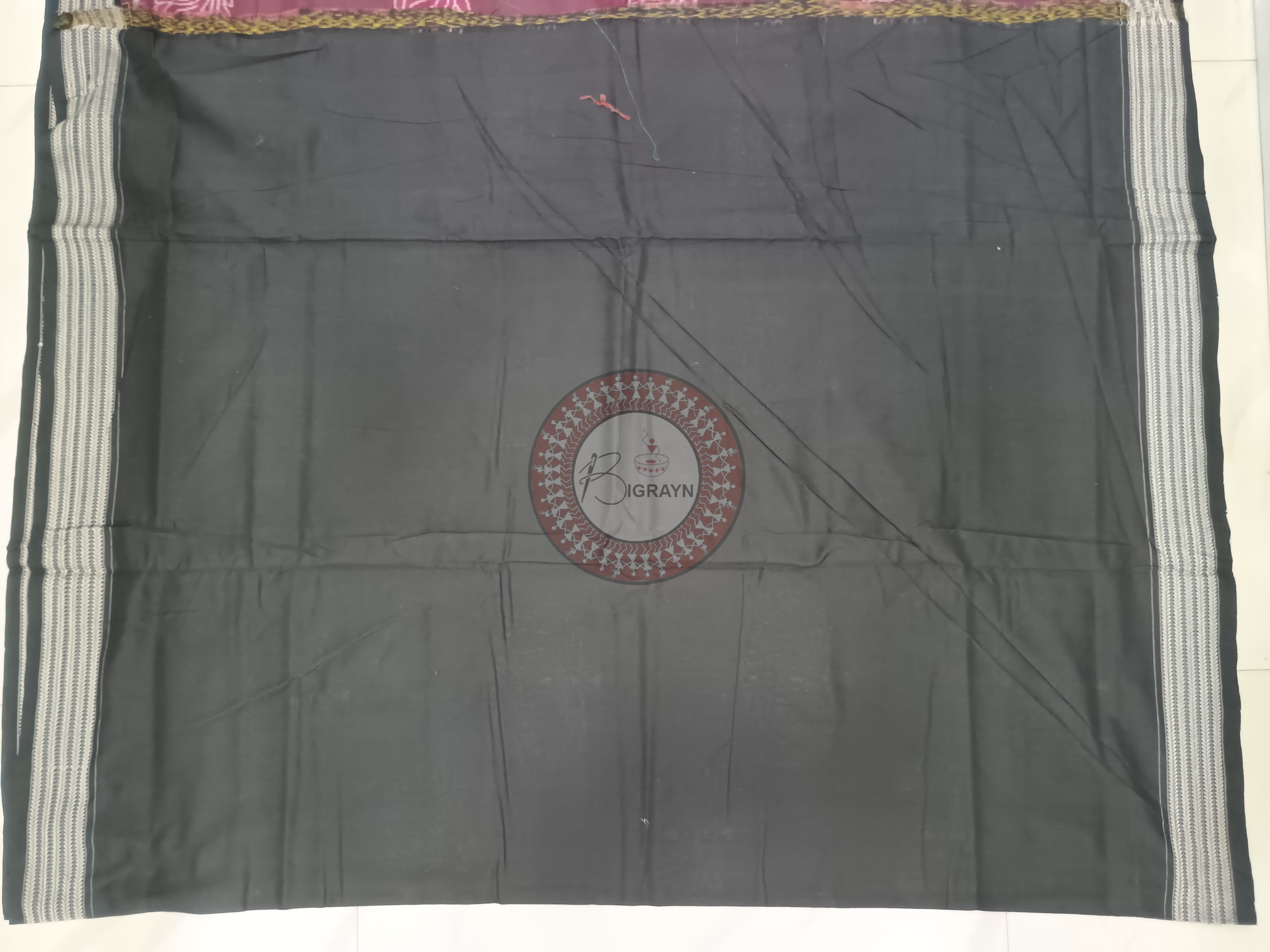 Maroon Black Lotus Odisha Handloom Sambalpuri Cotton Saree