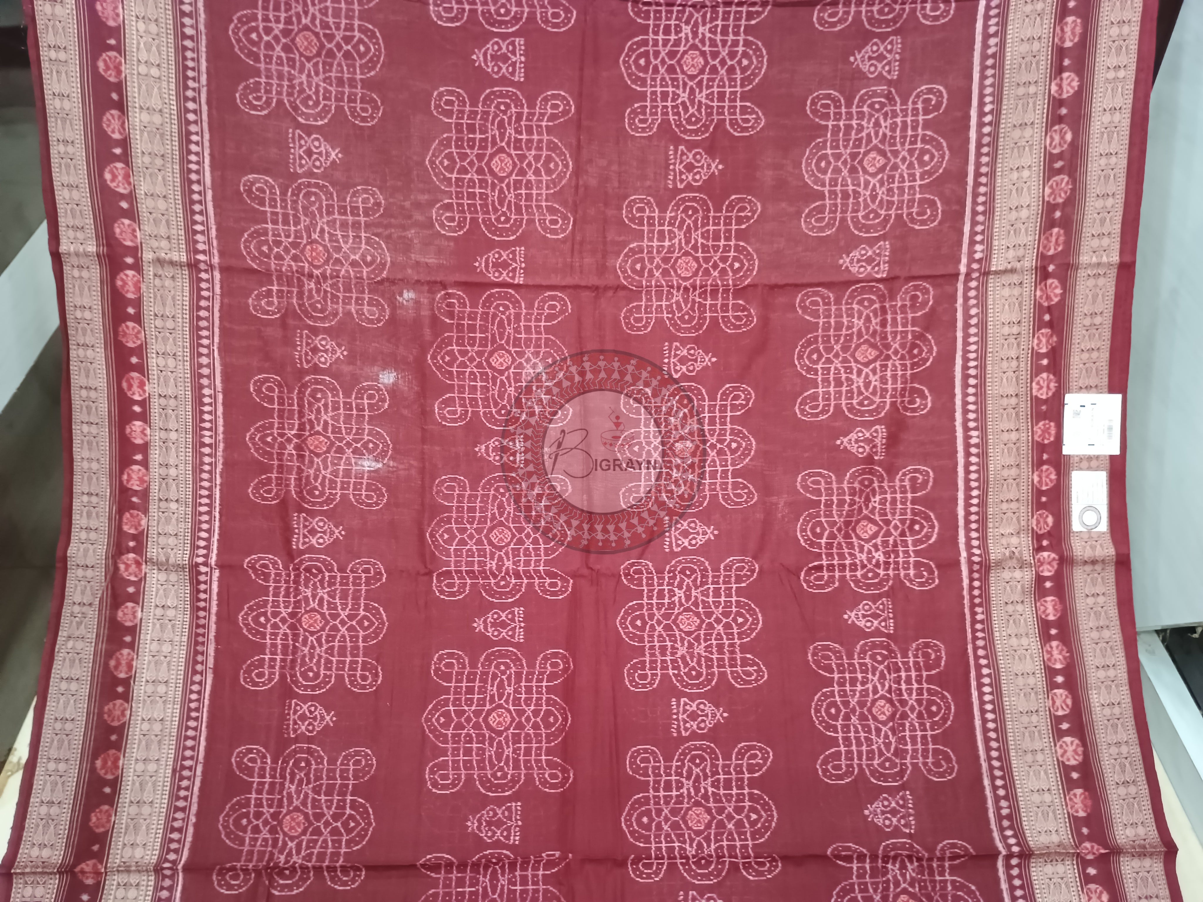 Maroon Laxmi Yantra Odisha Handloom Sambalpuri Cotton