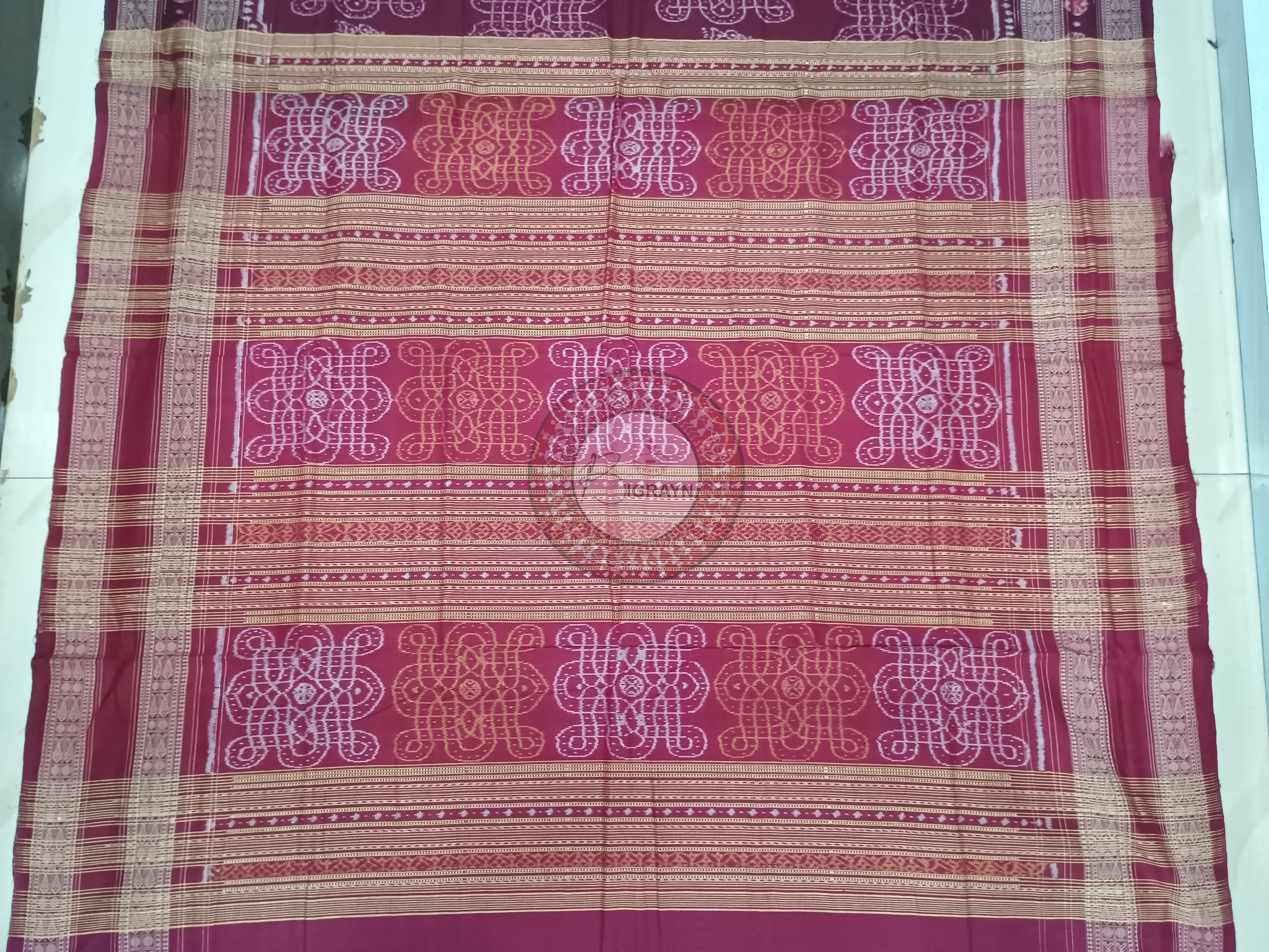 Maroon Laxmi Yantra Odisha Handloom Sambalpuri Cotton