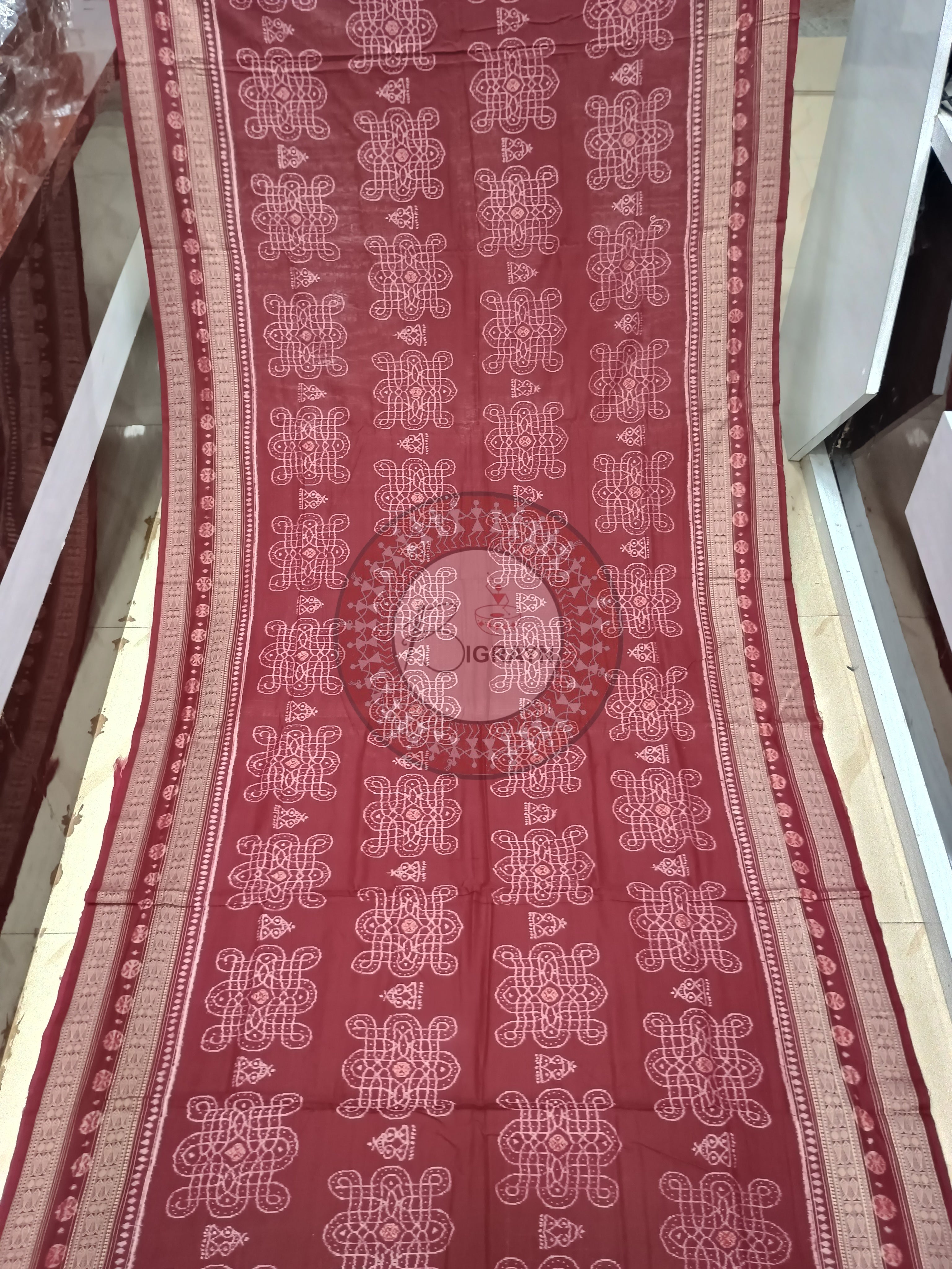 Maroon Laxmi Yantra Odisha Handloom Sambalpuri Cotton