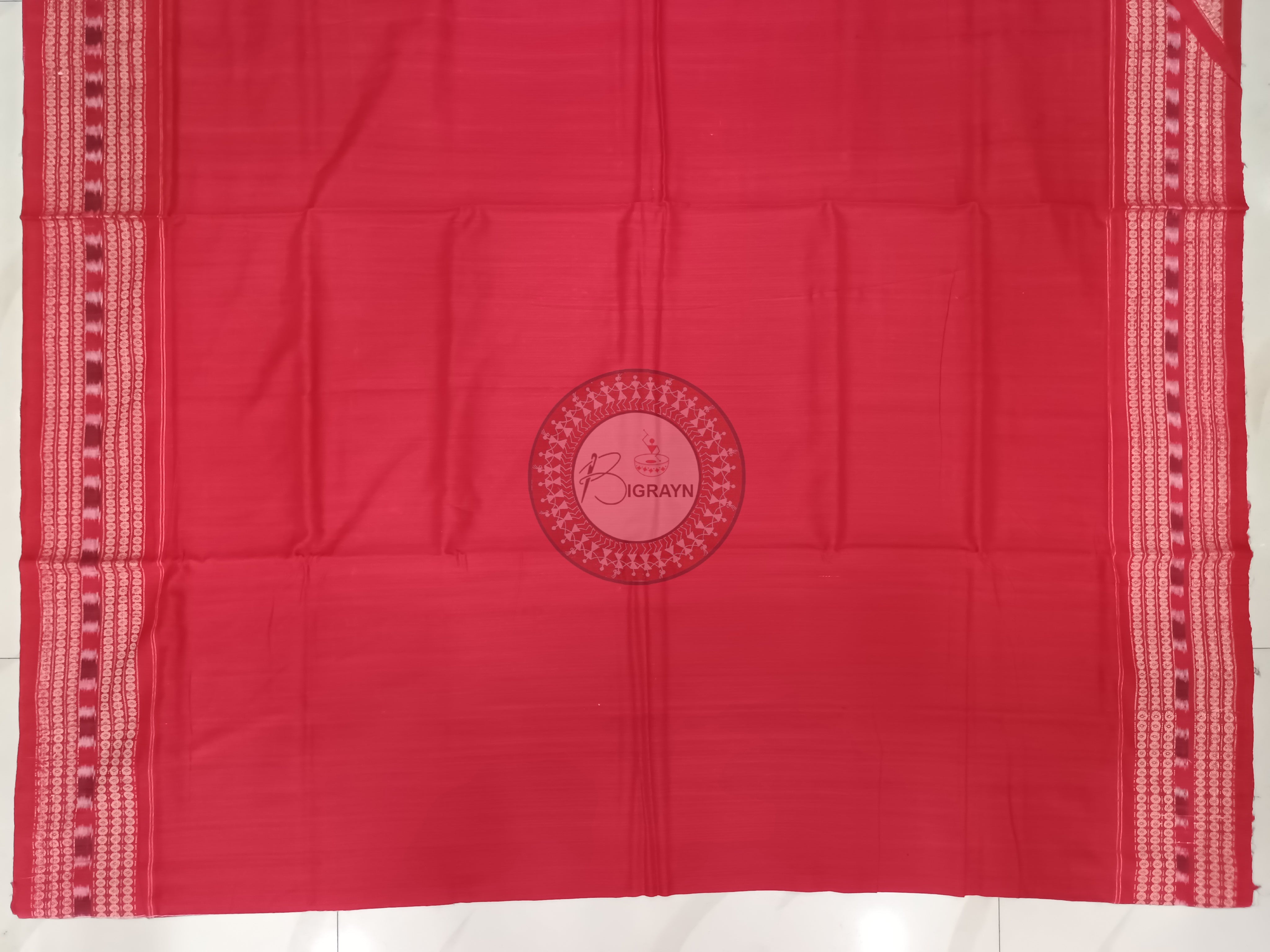 Blue Red Laxmi Pada And Yantra Sambalpuri Cotton