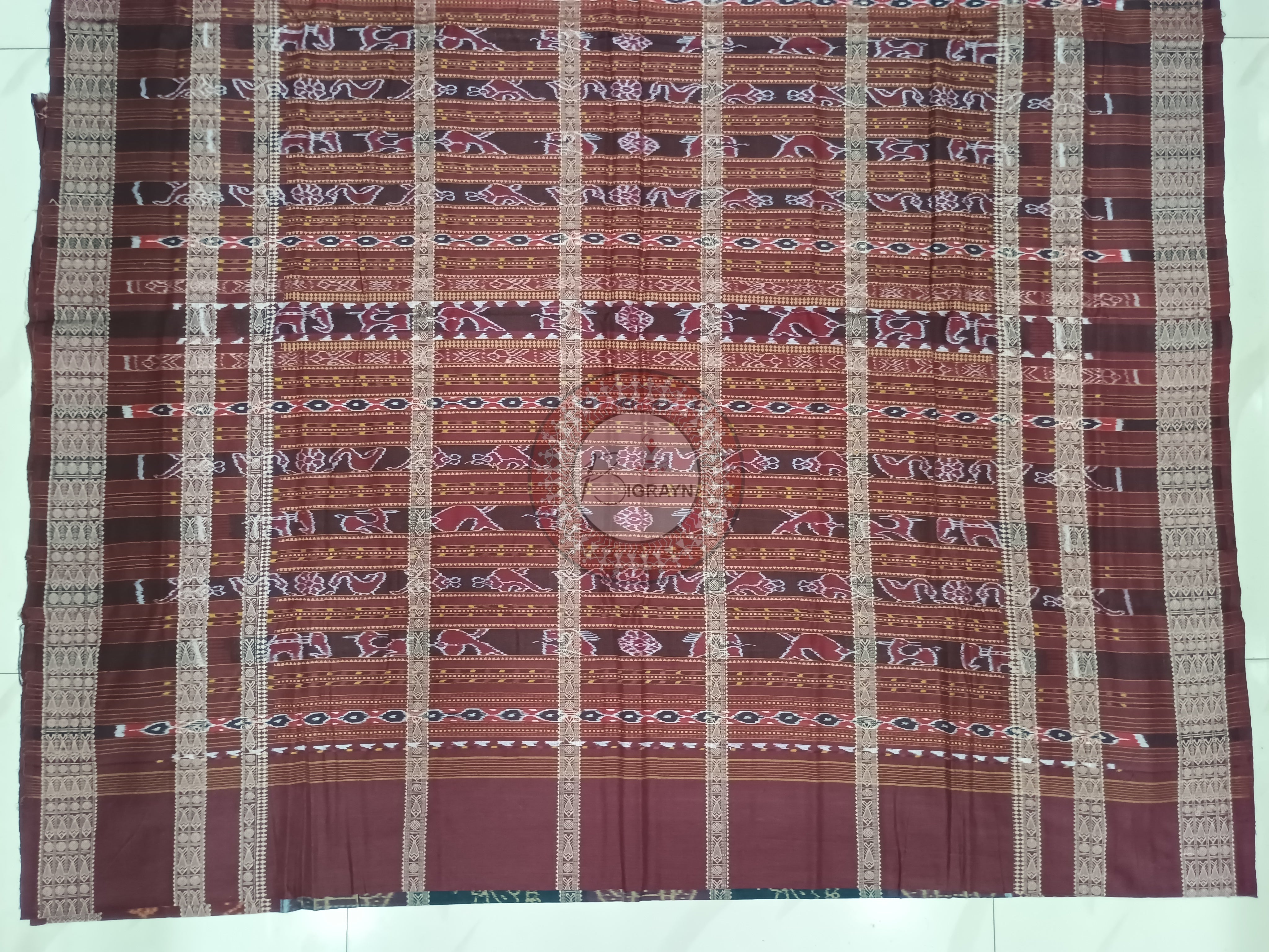 Black Maroon 5 Kathi Odisha Handloom Sambalpuri Cotton Saree