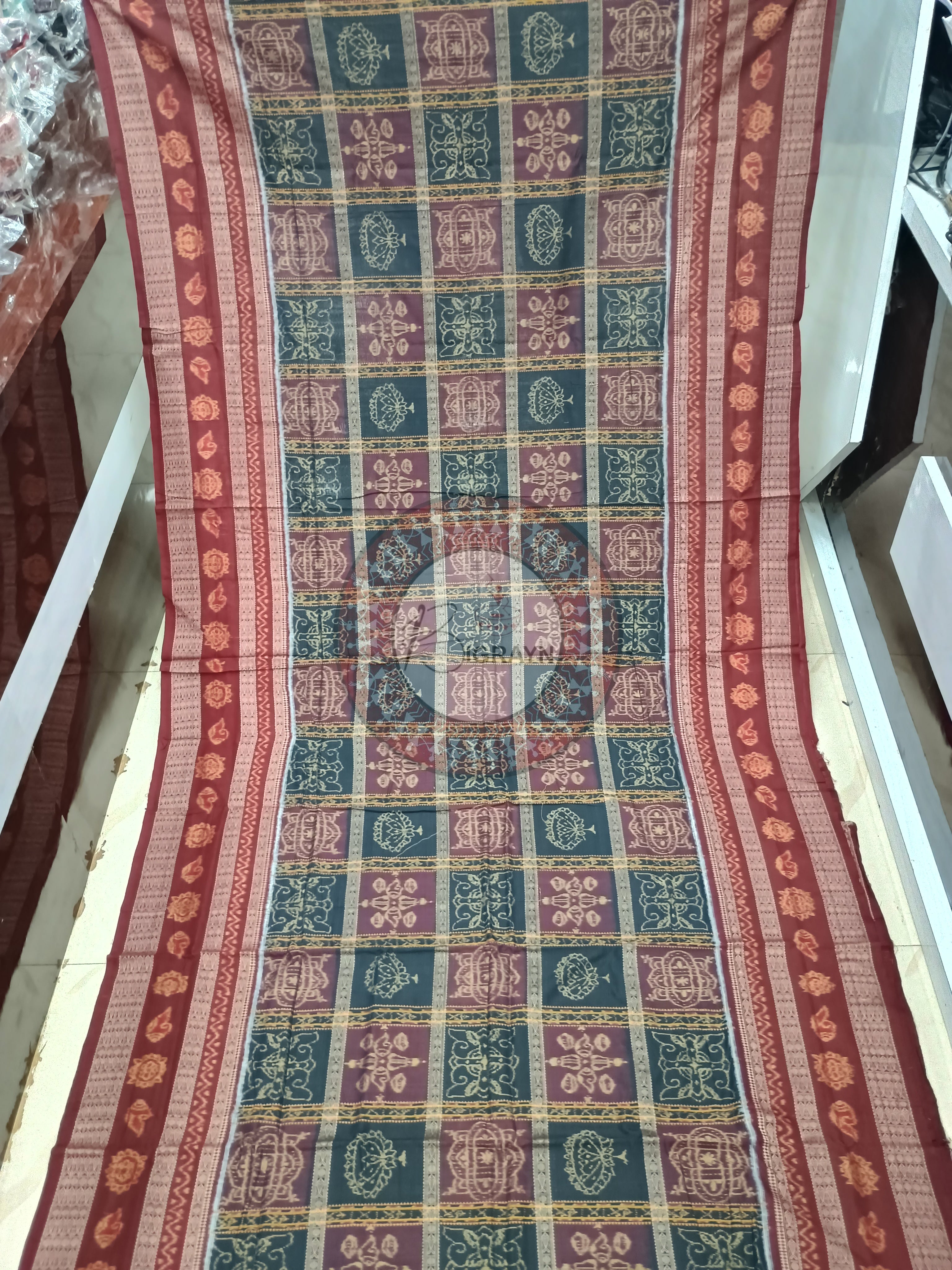 Black Maroon 5 Kathi Odisha Handloom Sambalpuri Cotton Saree