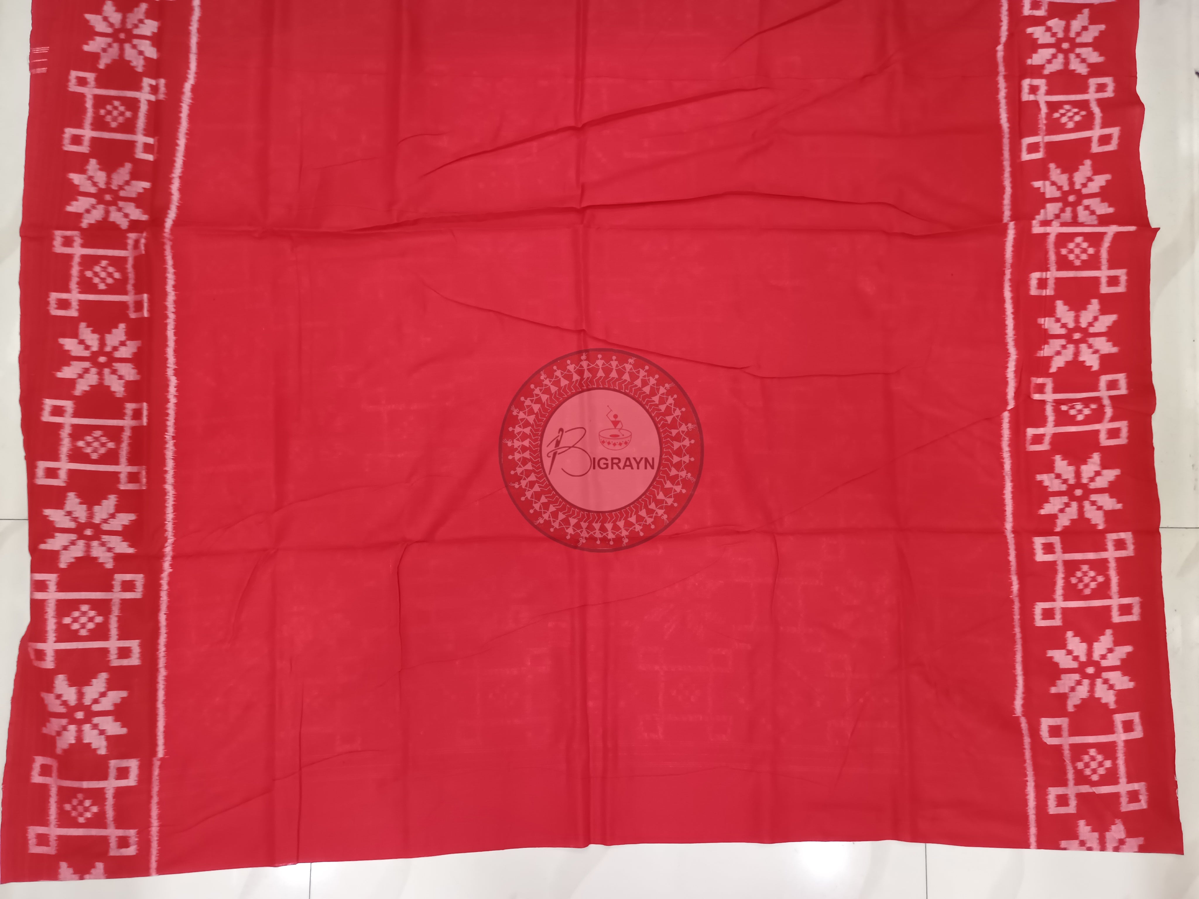 Black Red Telia Rumal Design Odisha Handloom Sambalpuri Cotton