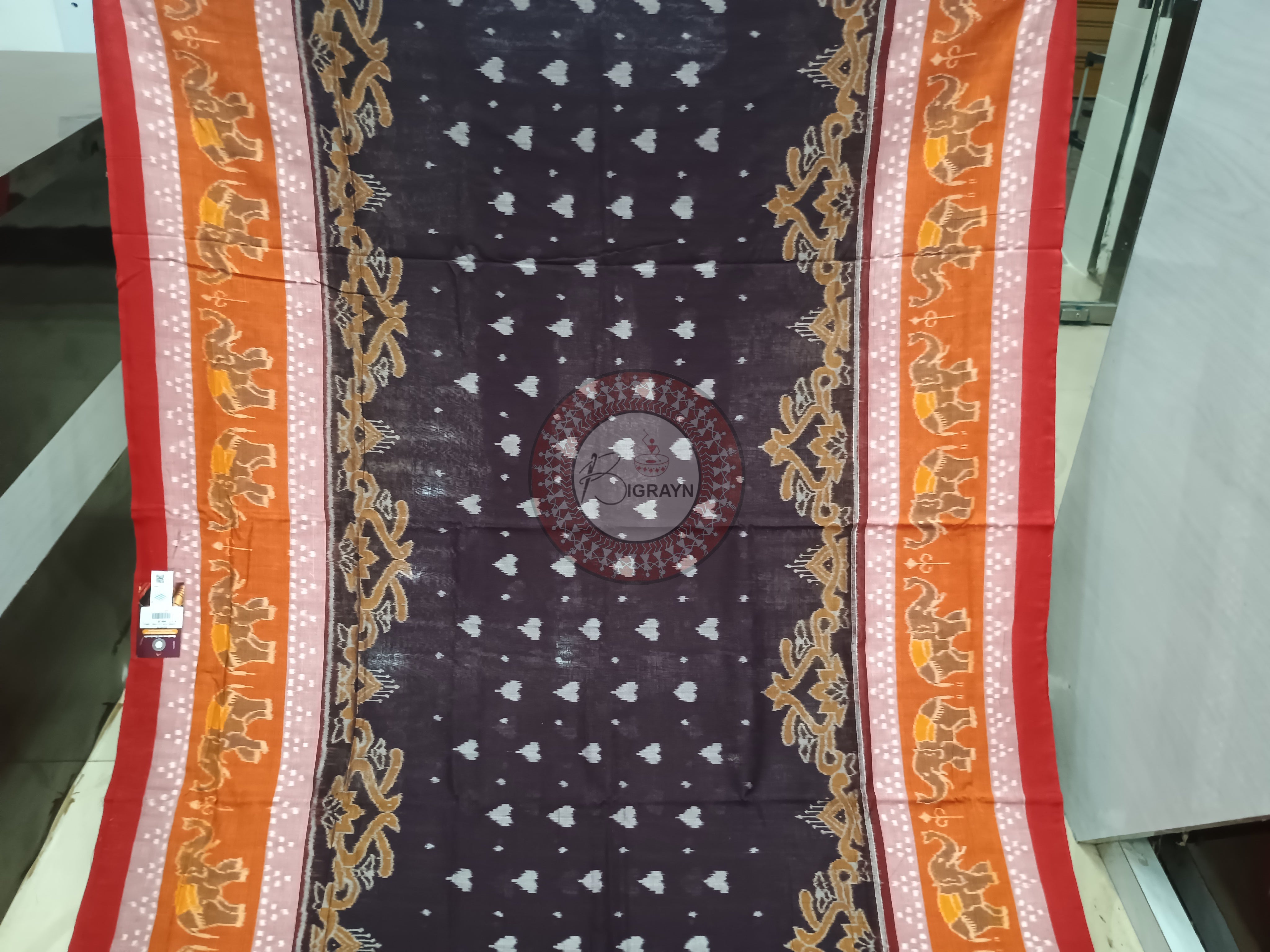 Maroon Red Scot Elephant Odisha Handloom Sambalpuri Cotton