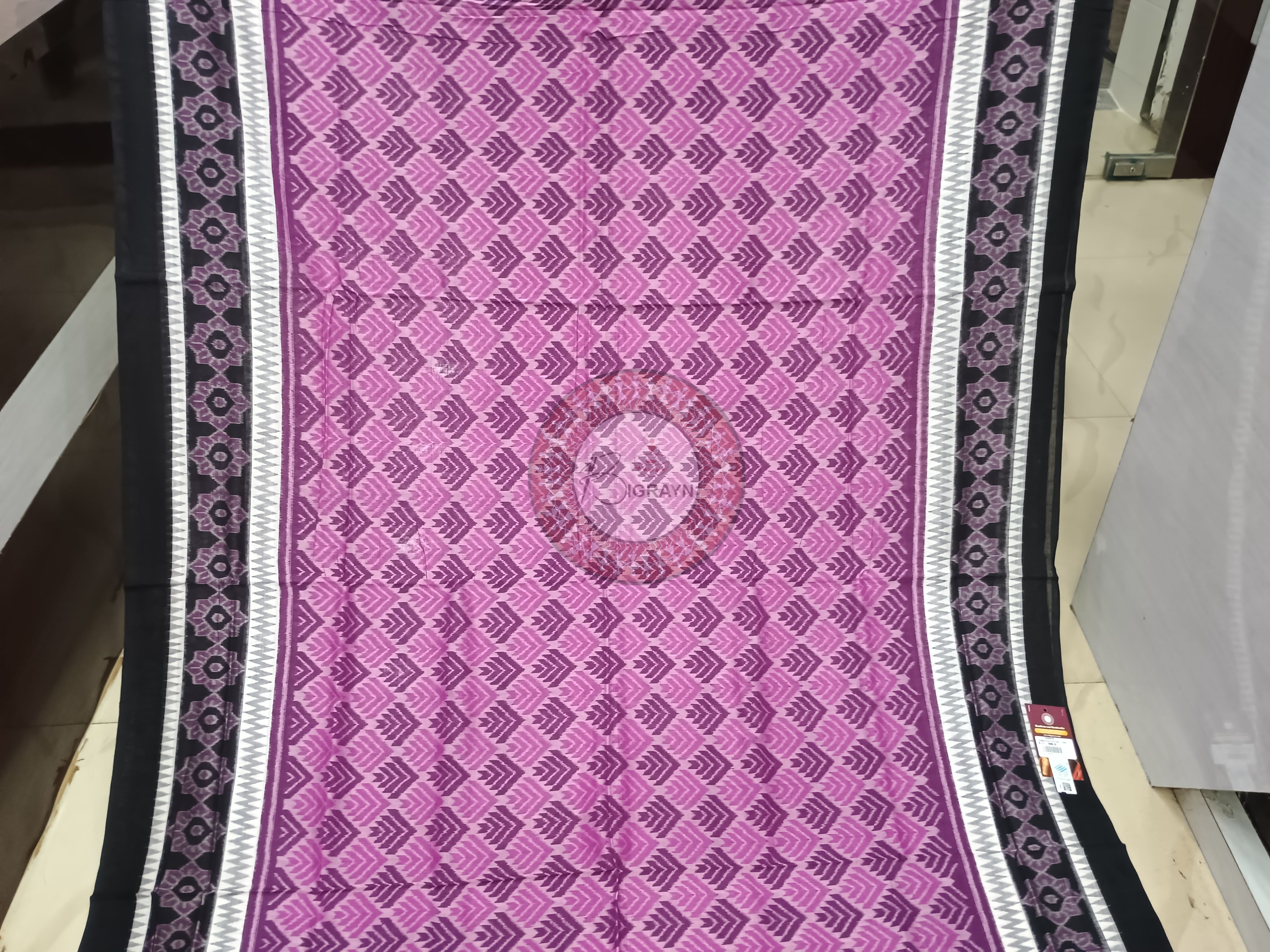 Purple Black Ikat Design Odisha Handloom Sambalpuri Cotton Saree